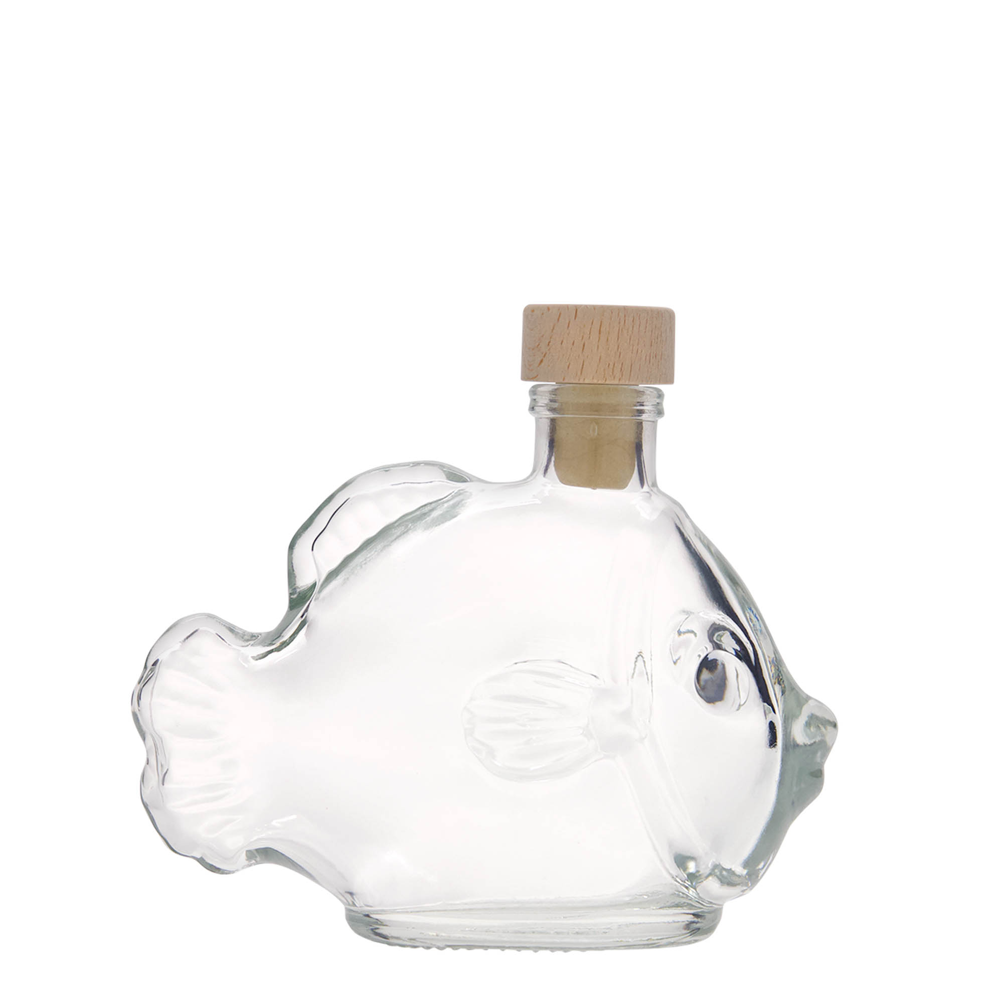 200 ml Glasflasche 'Fisch', Mündung: Kork 200 ml Glasflasche 'Fisch', Mündung: Kork