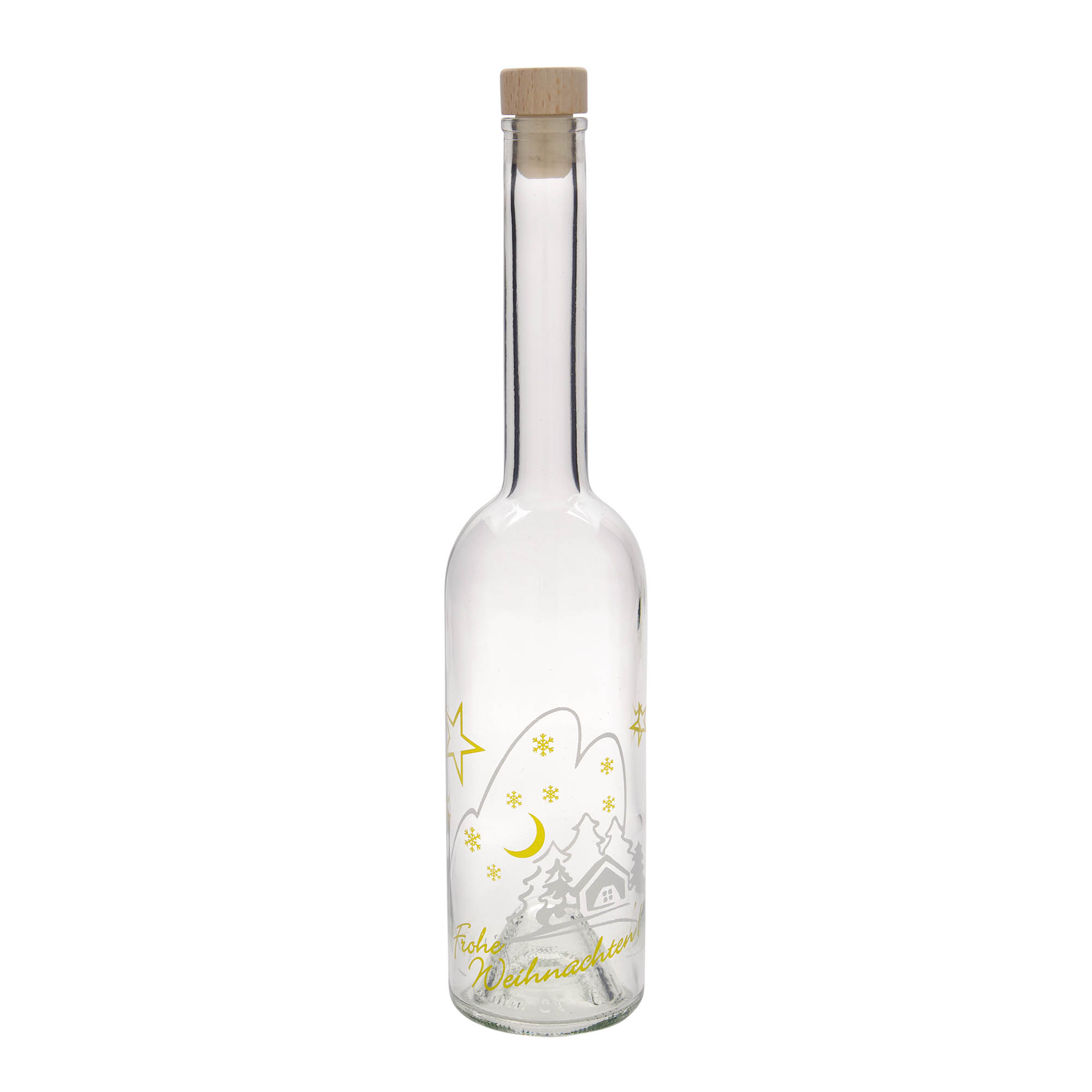 500 ml Glasflasche „Opera“, Motiv: Weihnachtsidylle, Mündung: Kork