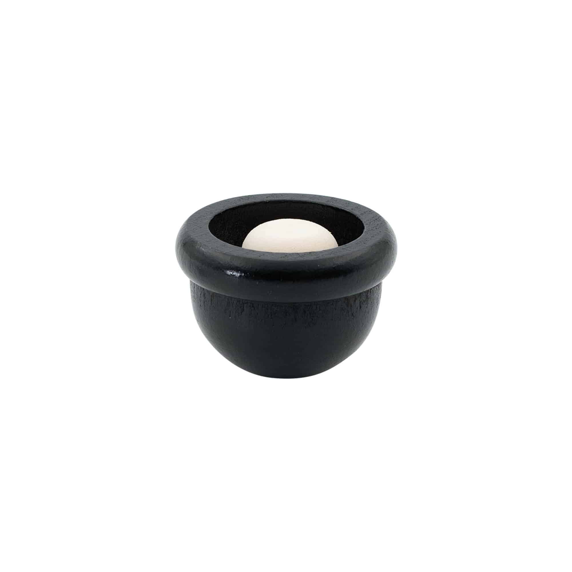 Griffkorken 19 mm „Melone“, Holz/PE, schwarz, für Mündung: Kork