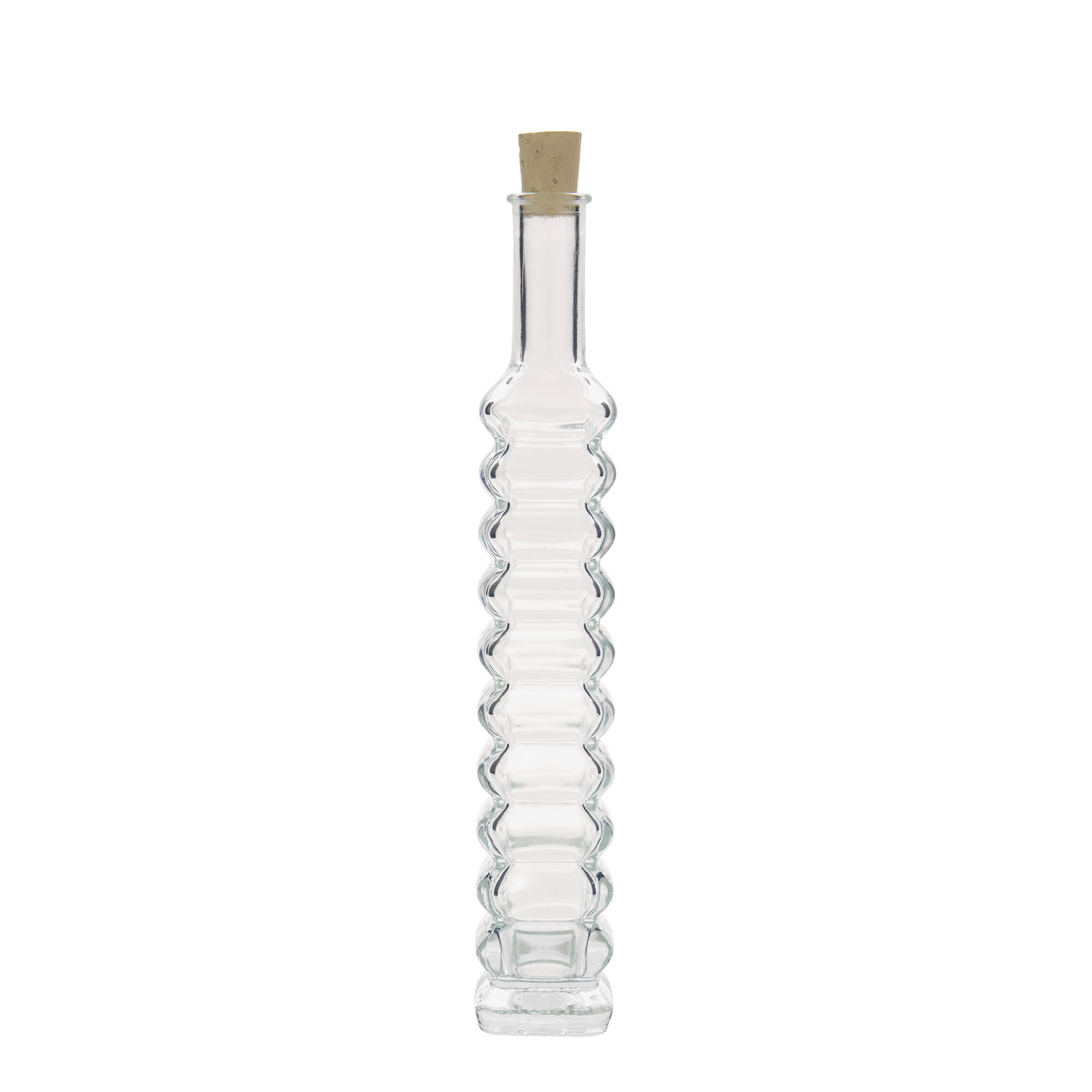 100 ml Glasflasche 'Roma', quadratisch, Mündung: Kork