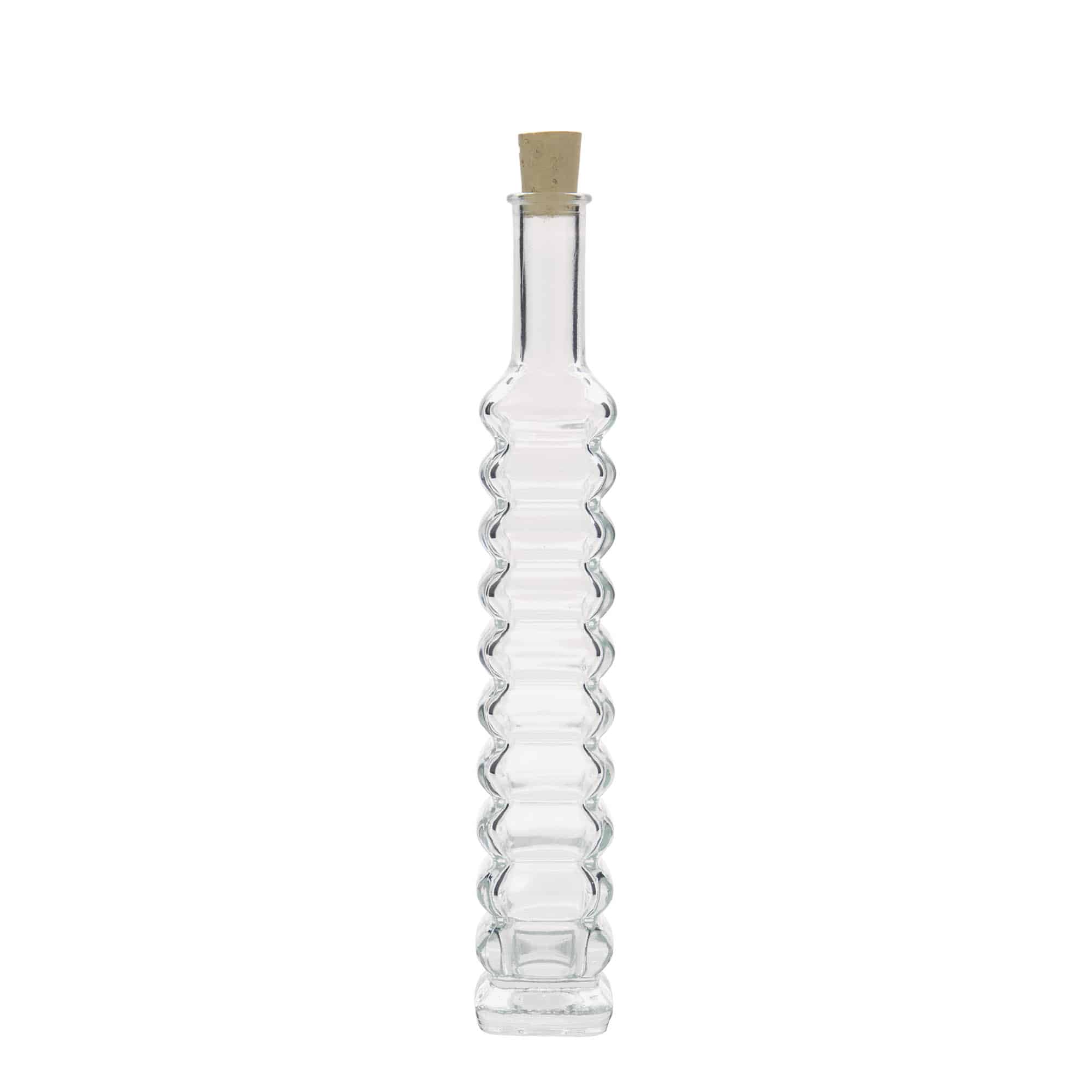 100 ml Glasflasche 'Roma', quadratisch, Mündung: Kork 100 ml Glasflasche 'Roma', quadratisch, Mündung: Kork