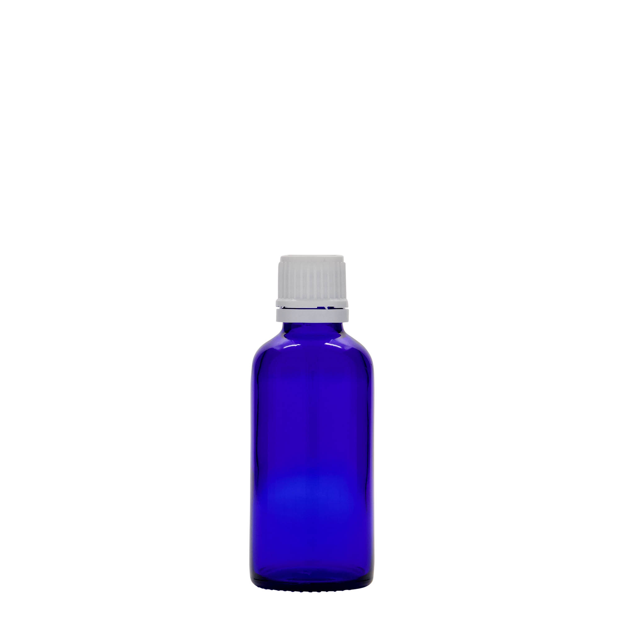 50 ml Medizinflasche, Glas, royalblau, Mündung: DIN 18
