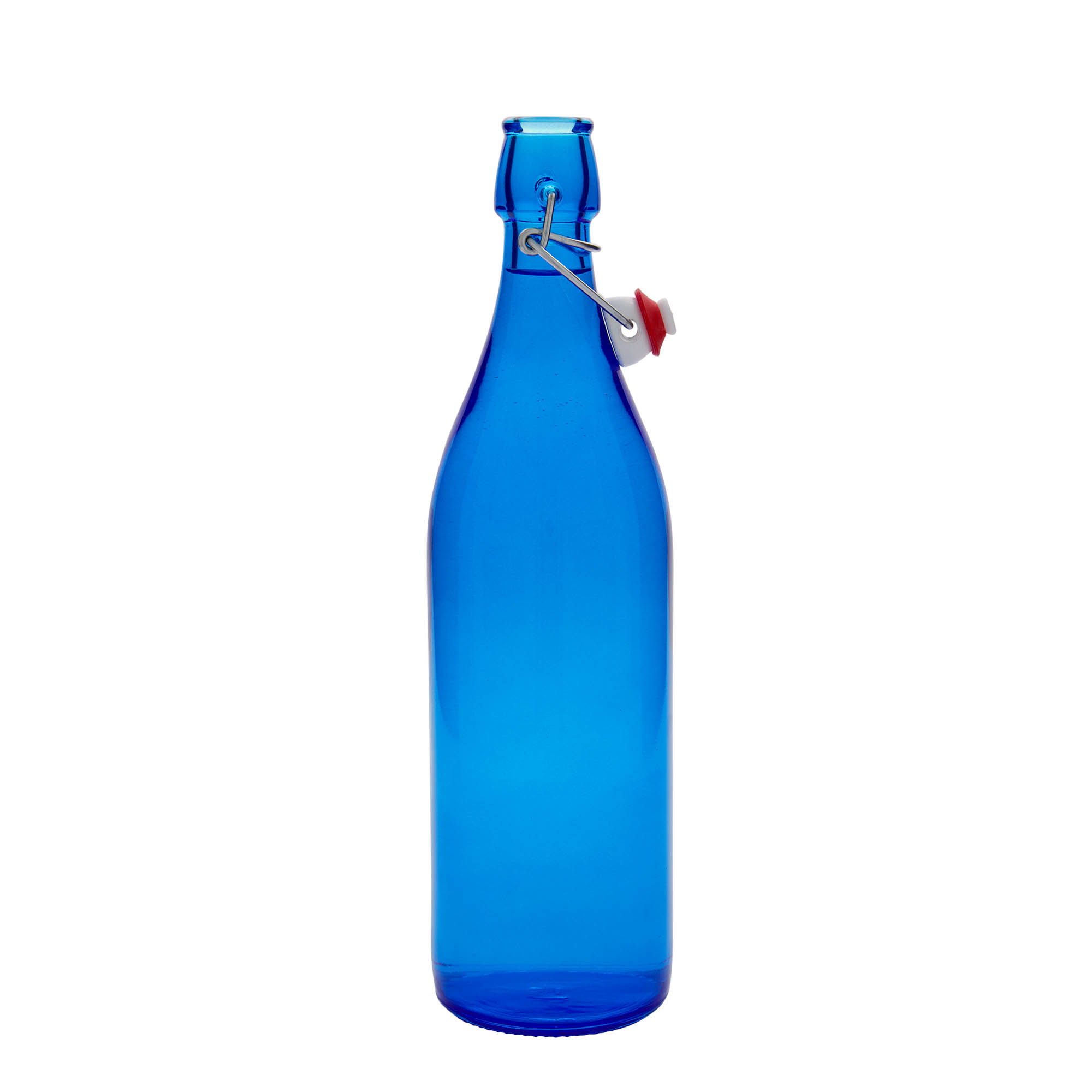 1.000 ml Glasflasche „Giara“, blau, Mündung: Bügelverschluss
