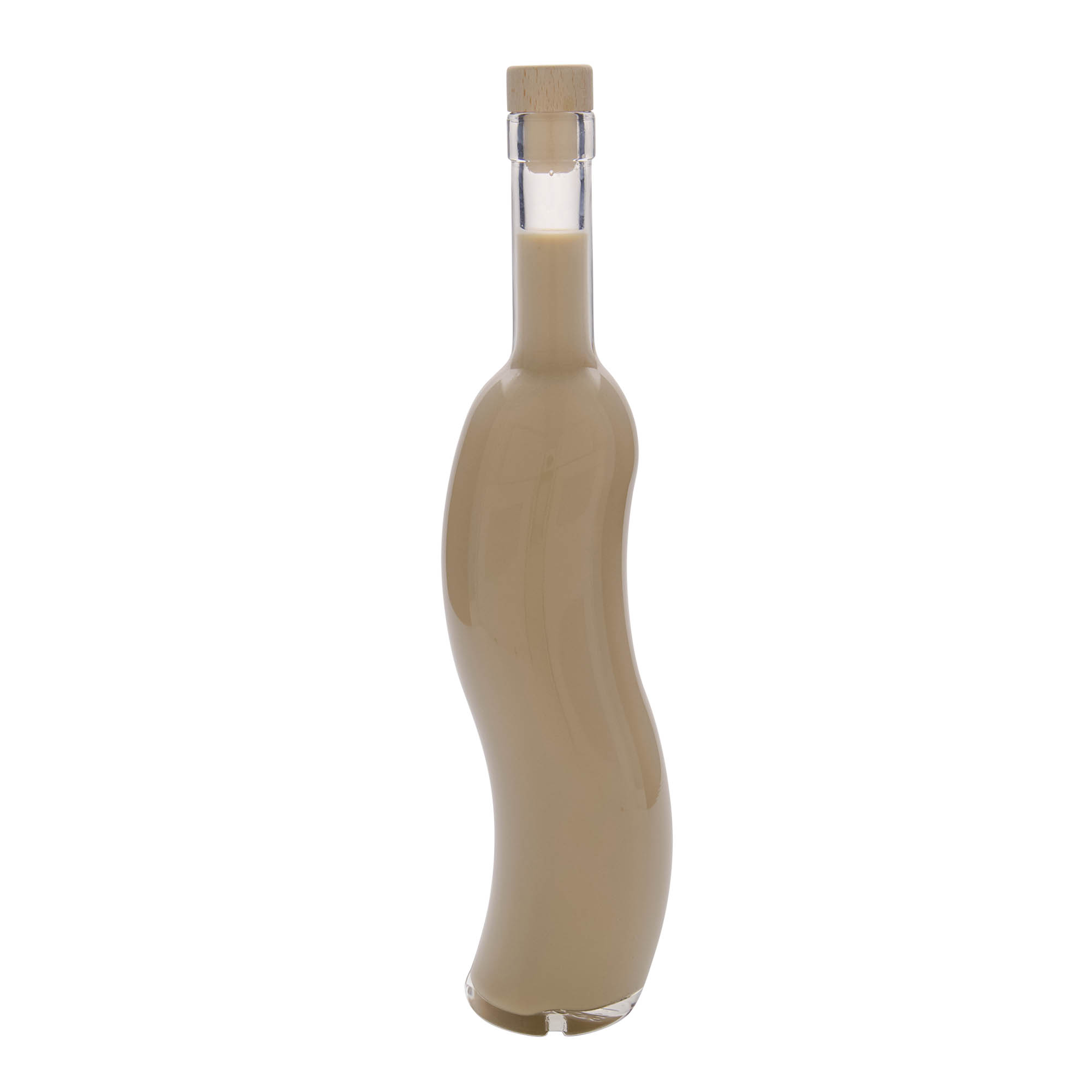 500 ml Glasflasche 'La-Ola', halbrund, Mündung: Kork 500 ml Glasflasche 'La-Ola', halbrund, Mündung: Kork