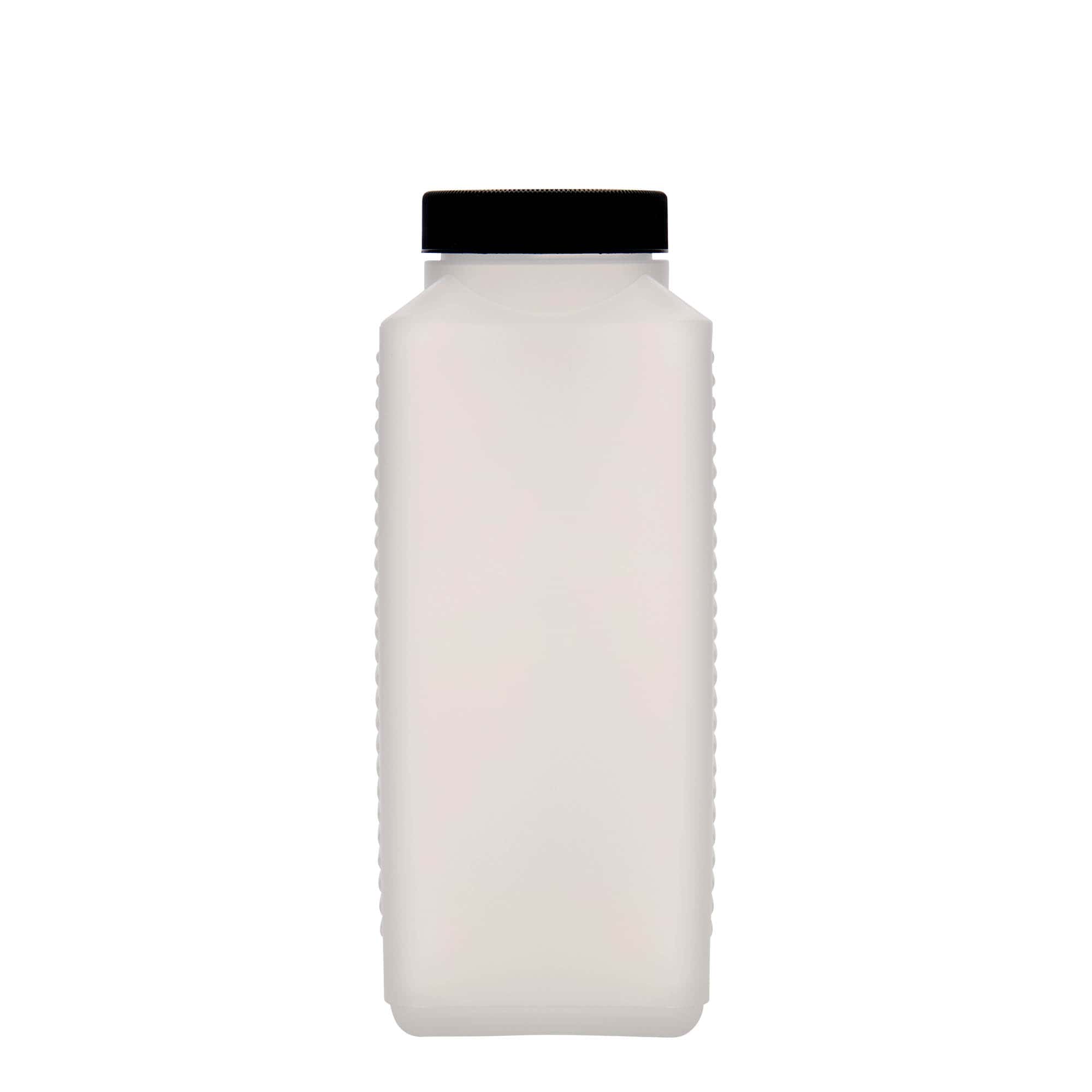 1.000 ml Weithalsflasche, rechteckig, HDPE-Kunststoff, natur, Mündung: DIN 60 EPE