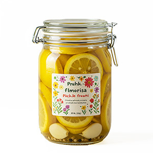 Drahtbügelglas Produktbeispiel: gefülltes Drahtbügelglas mit Logodesign