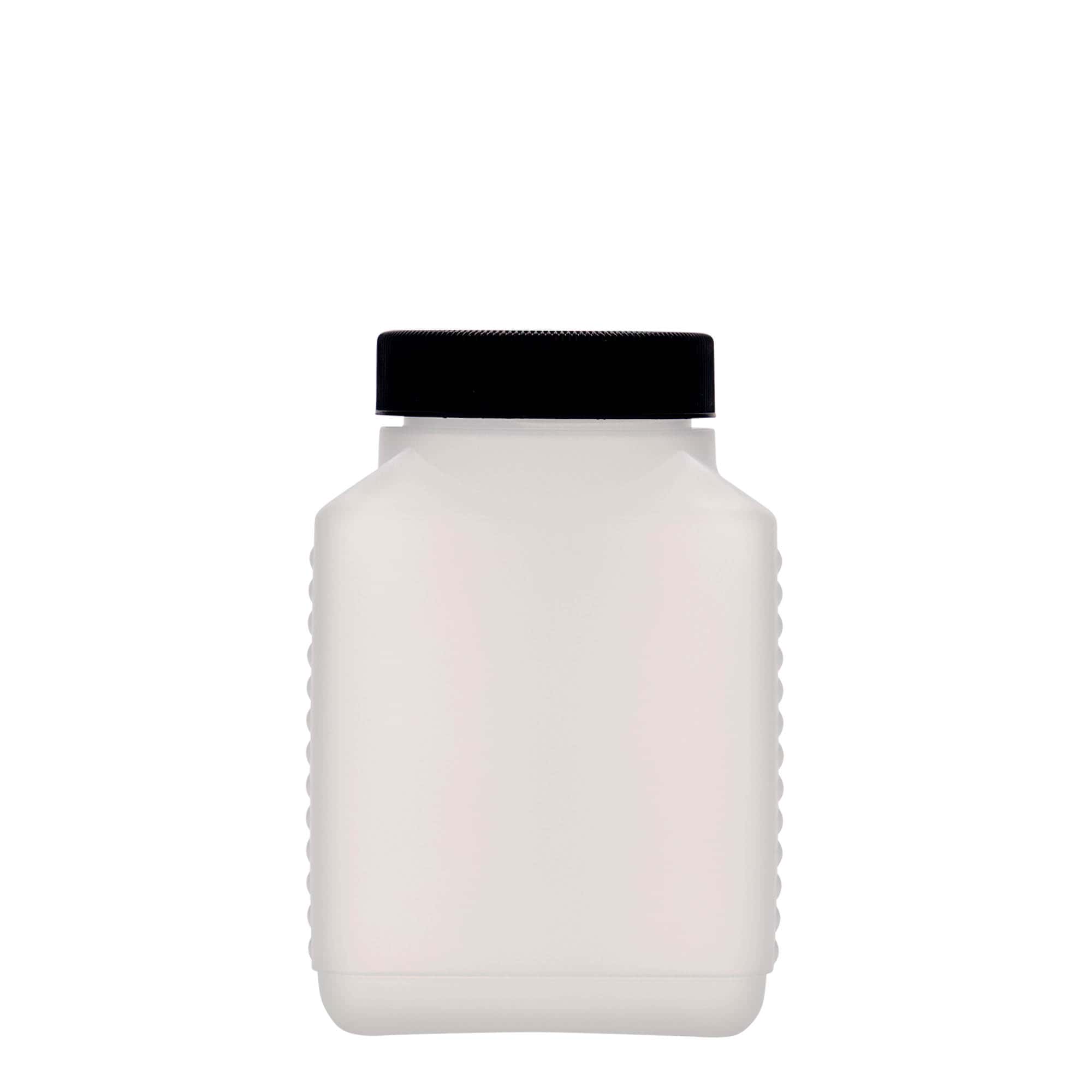 500 ml Weithalsflasche, rechteckig, HDPE-Kunststoff, natur, Mündung: DIN 60 EPE