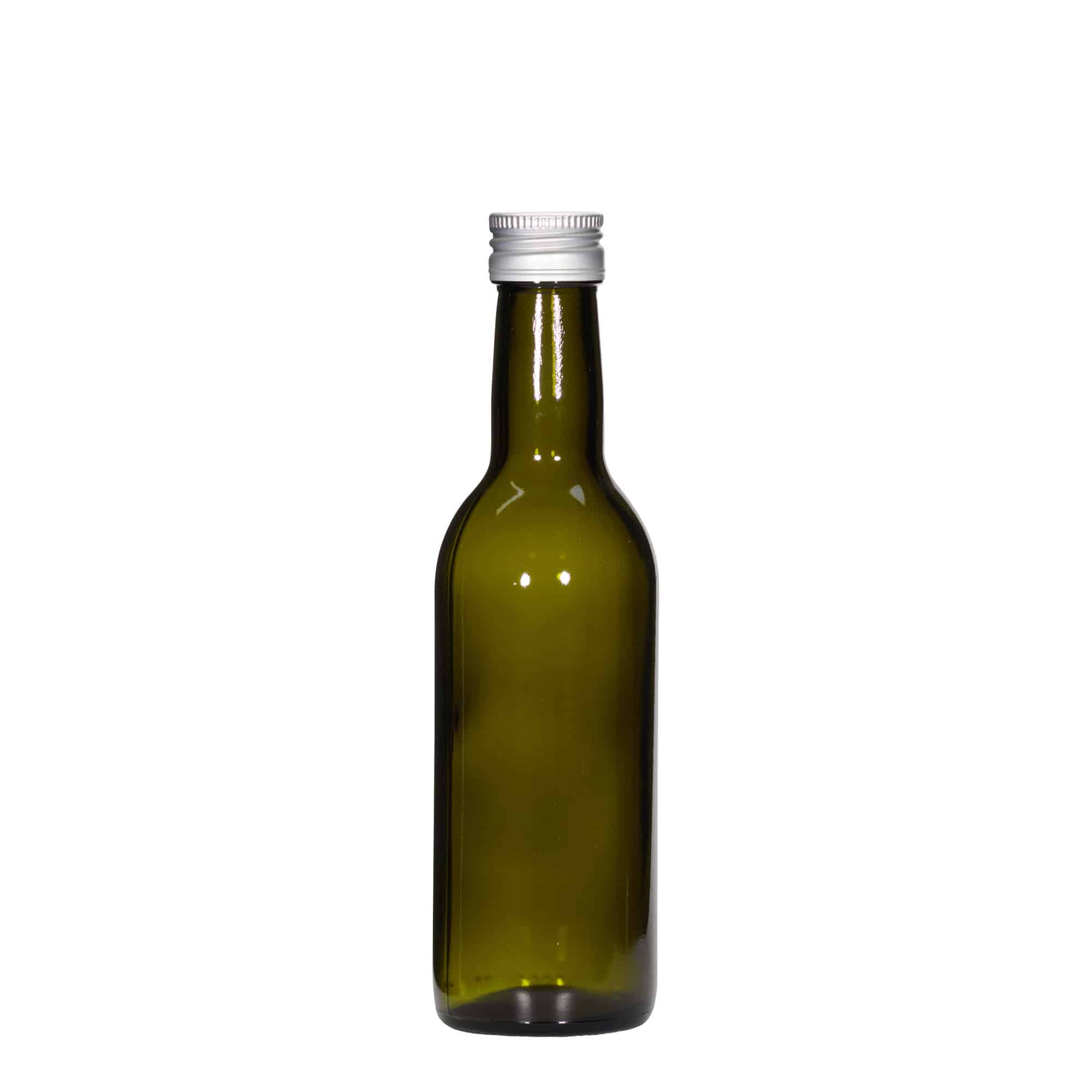 250 ml Glasflasche „Bordeaux“, antikgrün, Mündung: PP 28