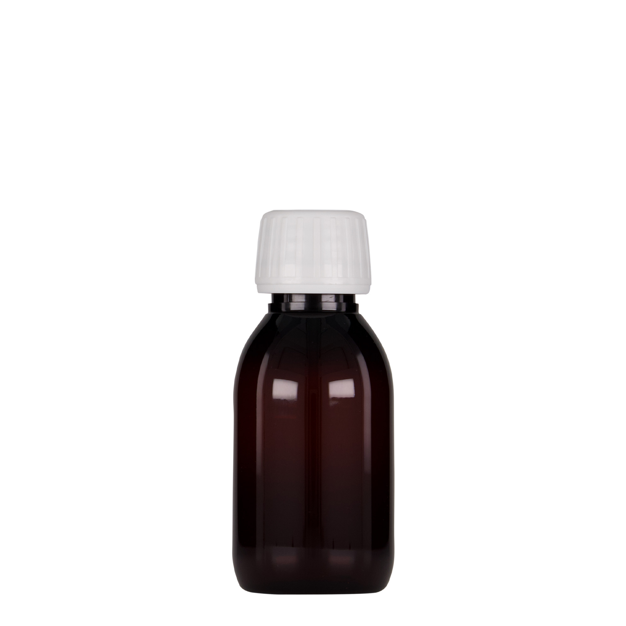100 ml PET-Medizinflasche, braun, Kunststoff, Mündung: PP 28 100 ml PET-Medizinflasche, braun, Kunststoff, Mündung: PP 28