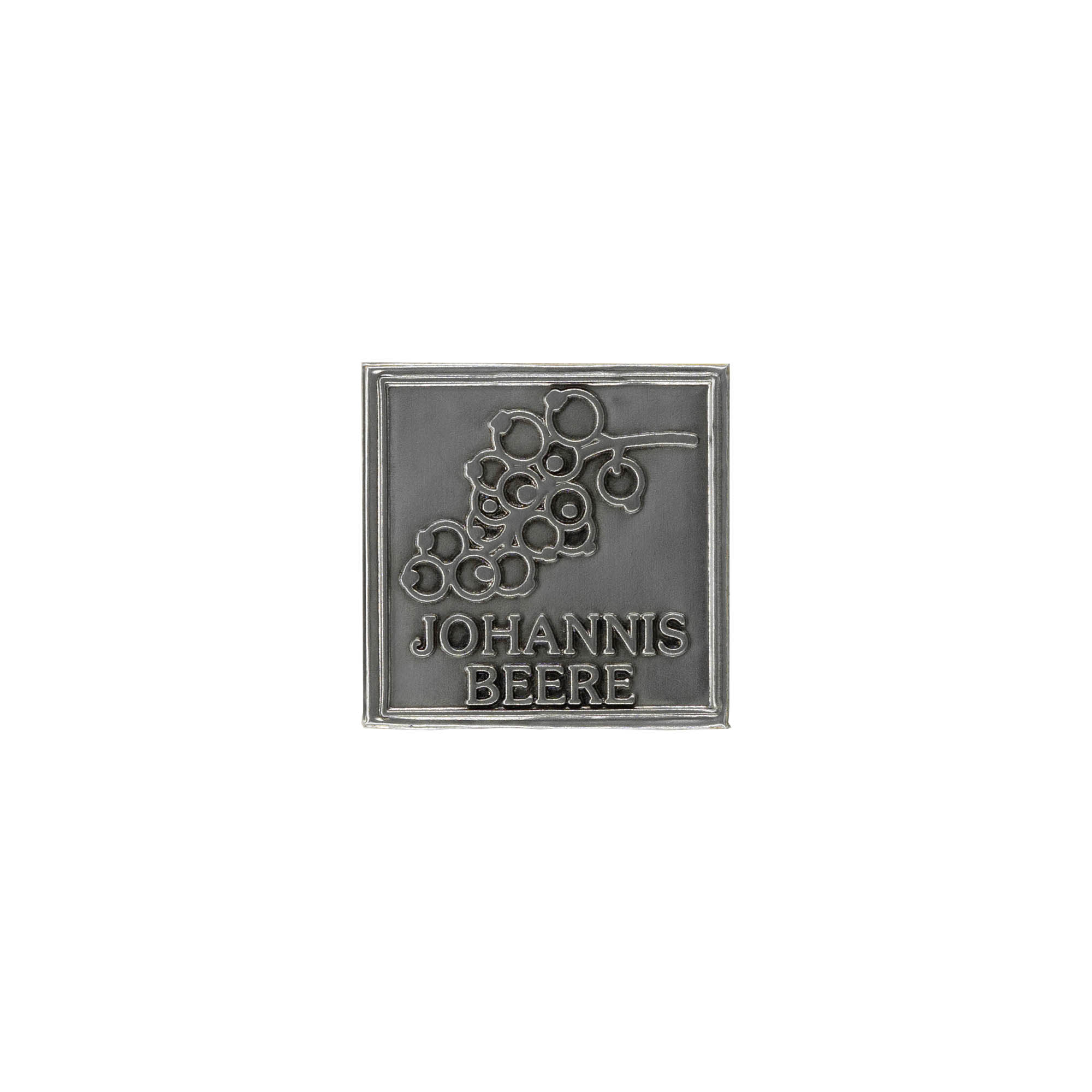 Zinnetikett „Johannisbeere“, quadratisch, Metall, silber