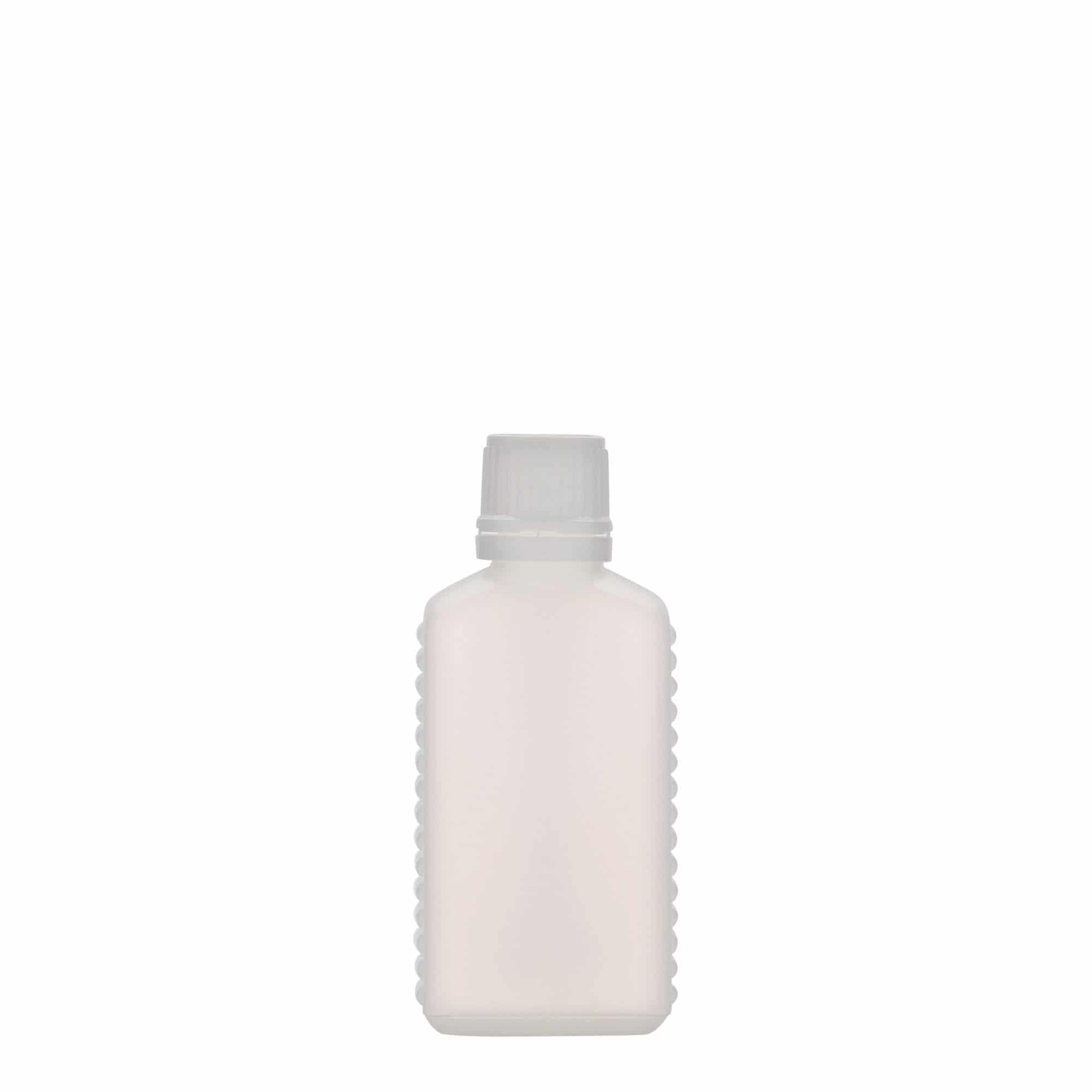 50 ml Kanisterflasche Enghals, rechteckig, HDPE-Kunststoff, natur, Mündung: DIN 18 50 ml Kanisterflasche Enghals, rechteckig, HDPE-Kunststoff, natur, Mündung: DIN 18