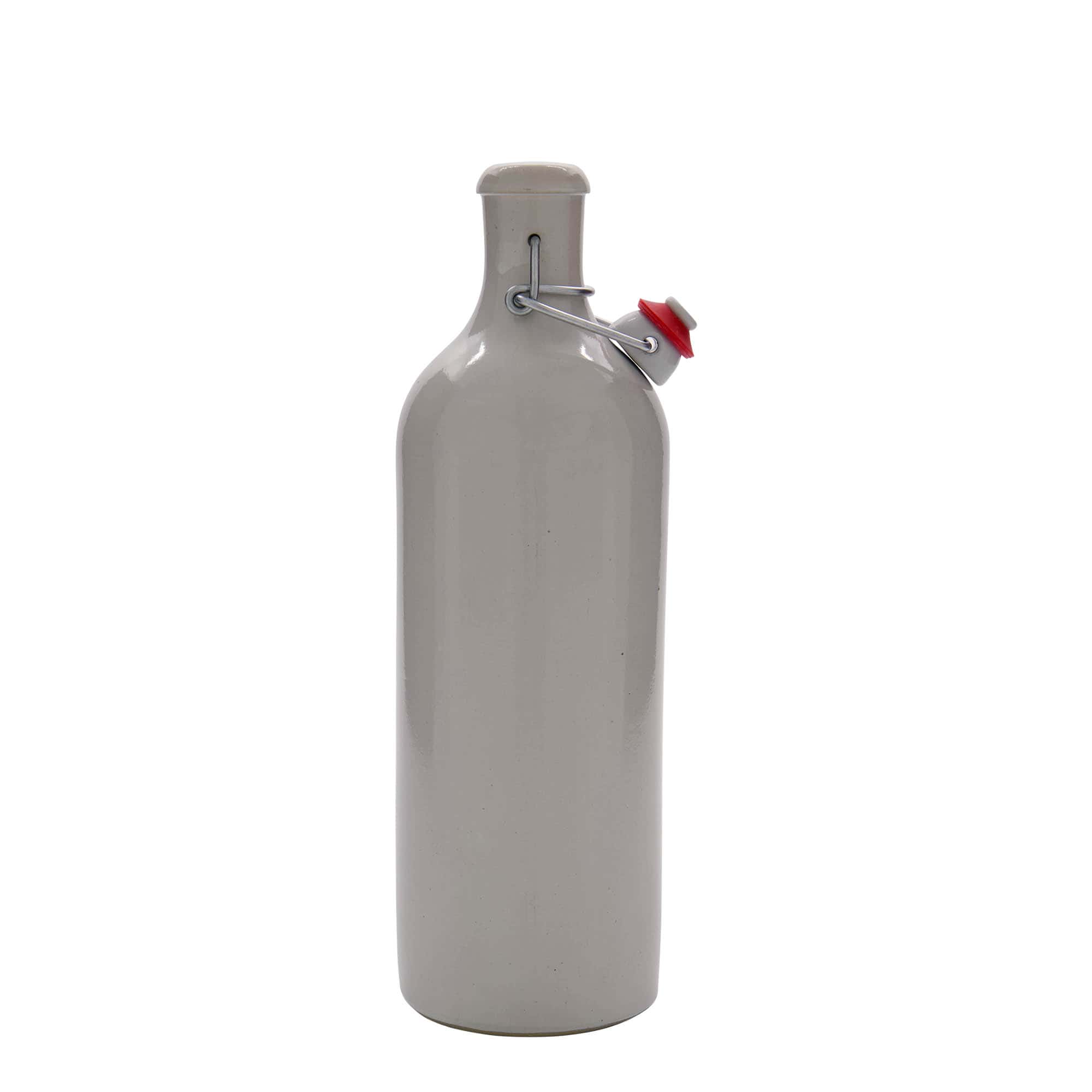 750 ml Tonkrug, Steinzeug, weiß, Mündung: Bügelverschluss