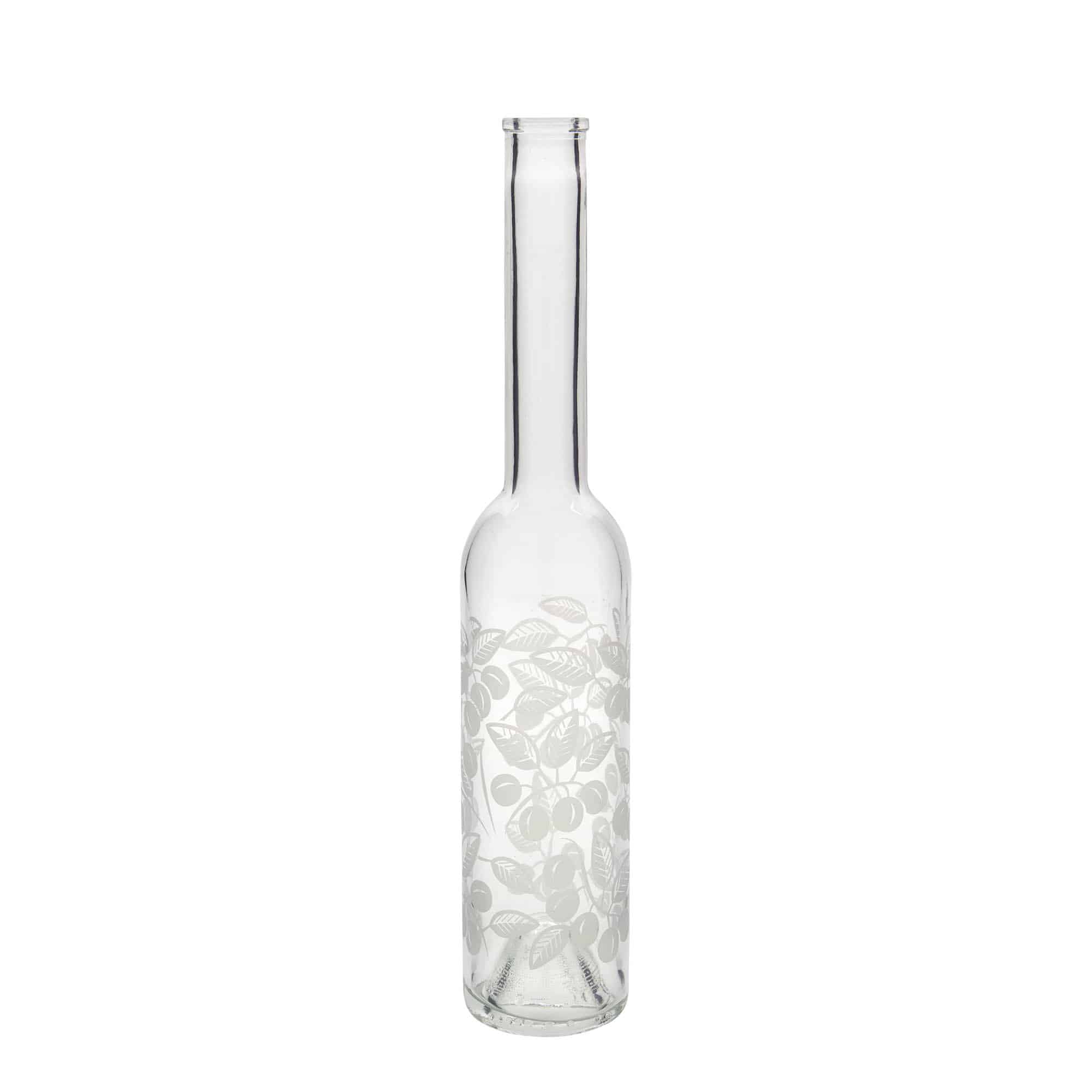 350 ml Glasflasche 'Opera', Motiv: Mirabellen, Mündung: Kork