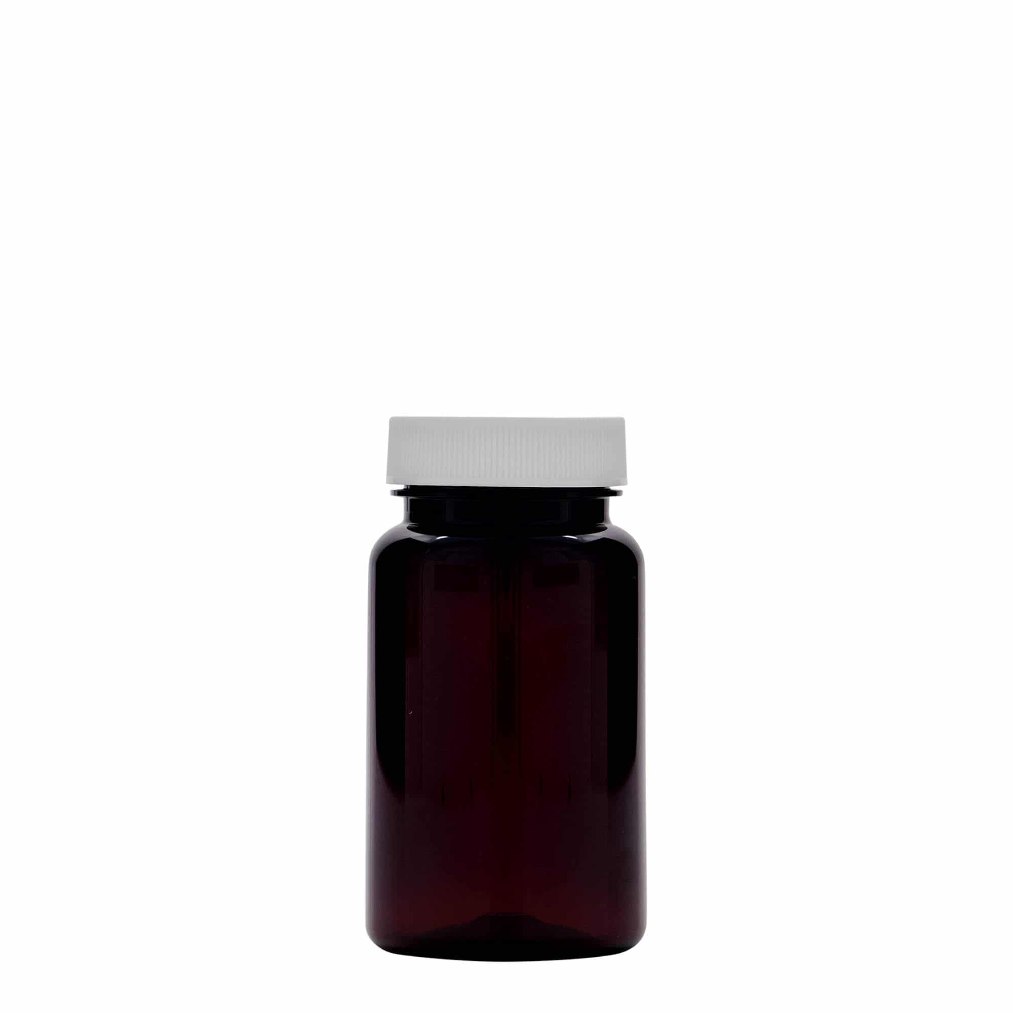 100 ml PET-Packer, Kunststoff, braun, Mündung: 38/400