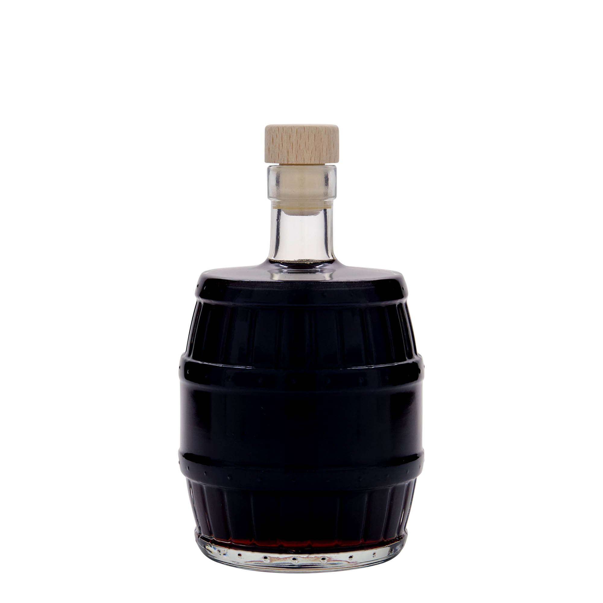 500 ml Glasflasche 'Fass', Mündung: Kork 500 ml Glasflasche 'Fass', Mündung: Kork