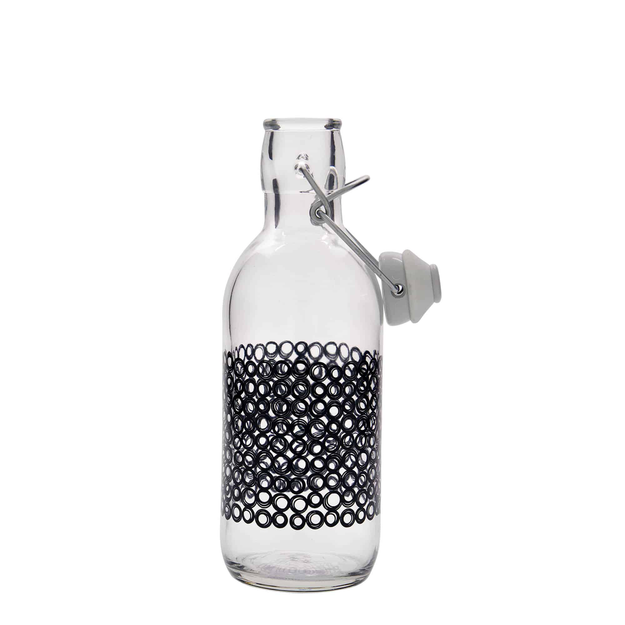 500 ml Glasflasche 'Emilia', Motiv: Circola nero, Mündung: Bügelverschluss 500 ml Glasflasche 'Emilia', Motiv: Circola nero, Mündung: Bügelverschluss