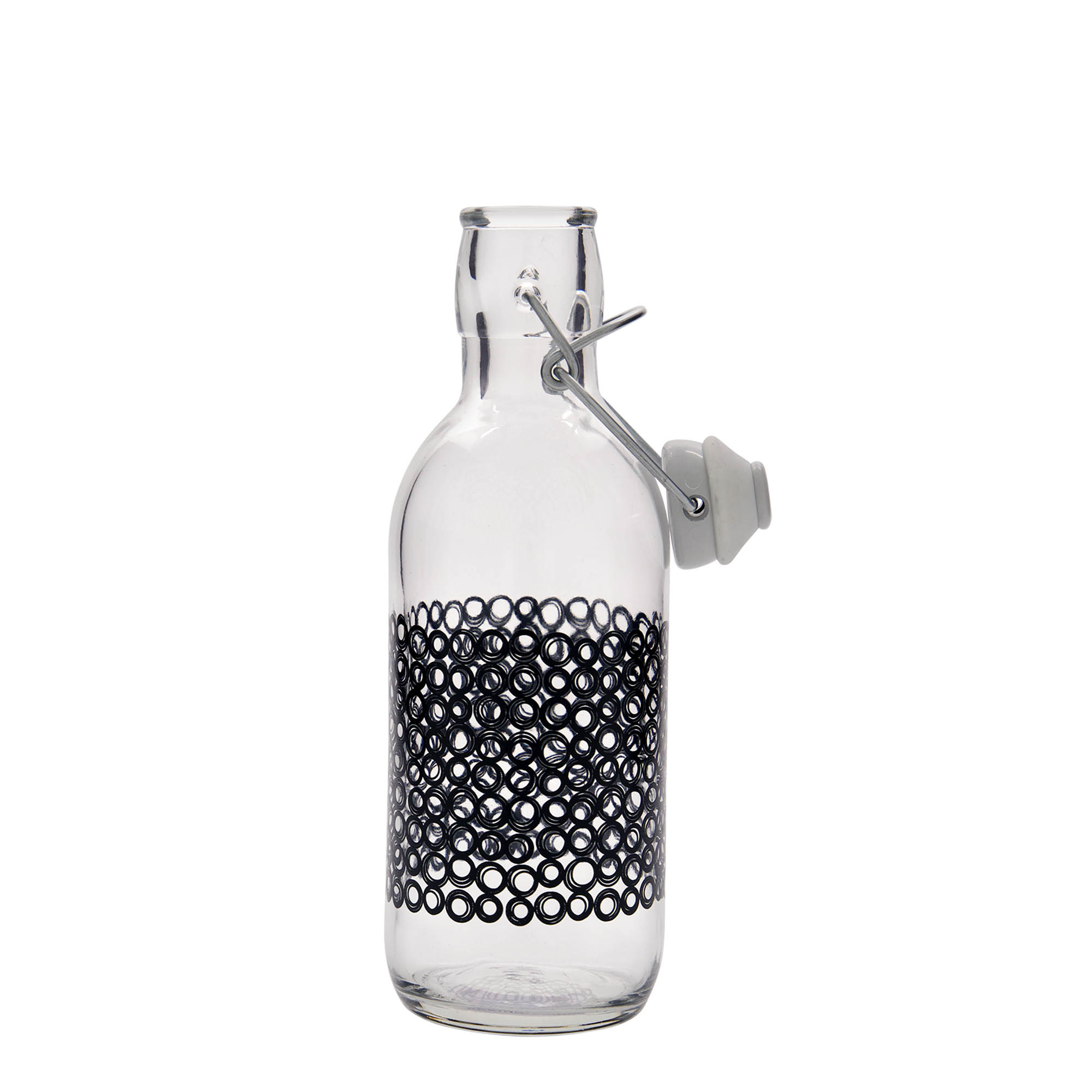 500 ml Glasflasche 'Emilia', Motiv: Circola nero, Mündung: Bügelverschluss 500 ml Glasflasche 'Emilia', Motiv: Circola nero, Mündung: Bügelverschluss