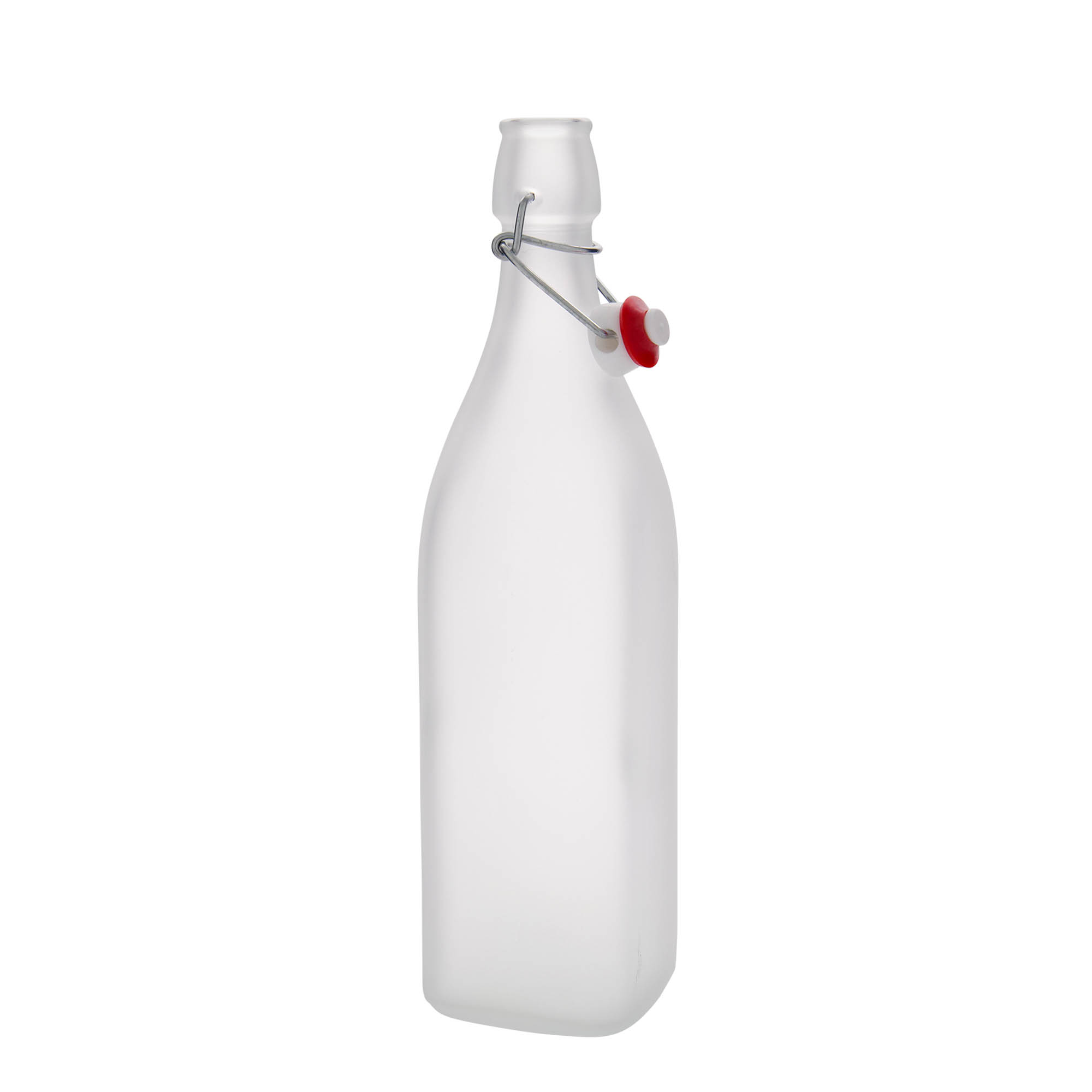 1.000 ml Glasflasche 'Swing, quadratisch, geeist, Mündung: Bügelverschluss 1.000 ml Glasflasche 'Swing, quadratisch, geeist, Mündung: Bügelverschluss