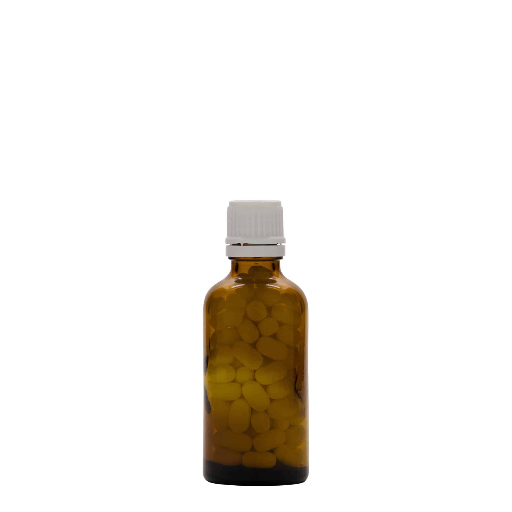 50 ml Medizinflasche, Glas, braun, Mündung: DIN 18
