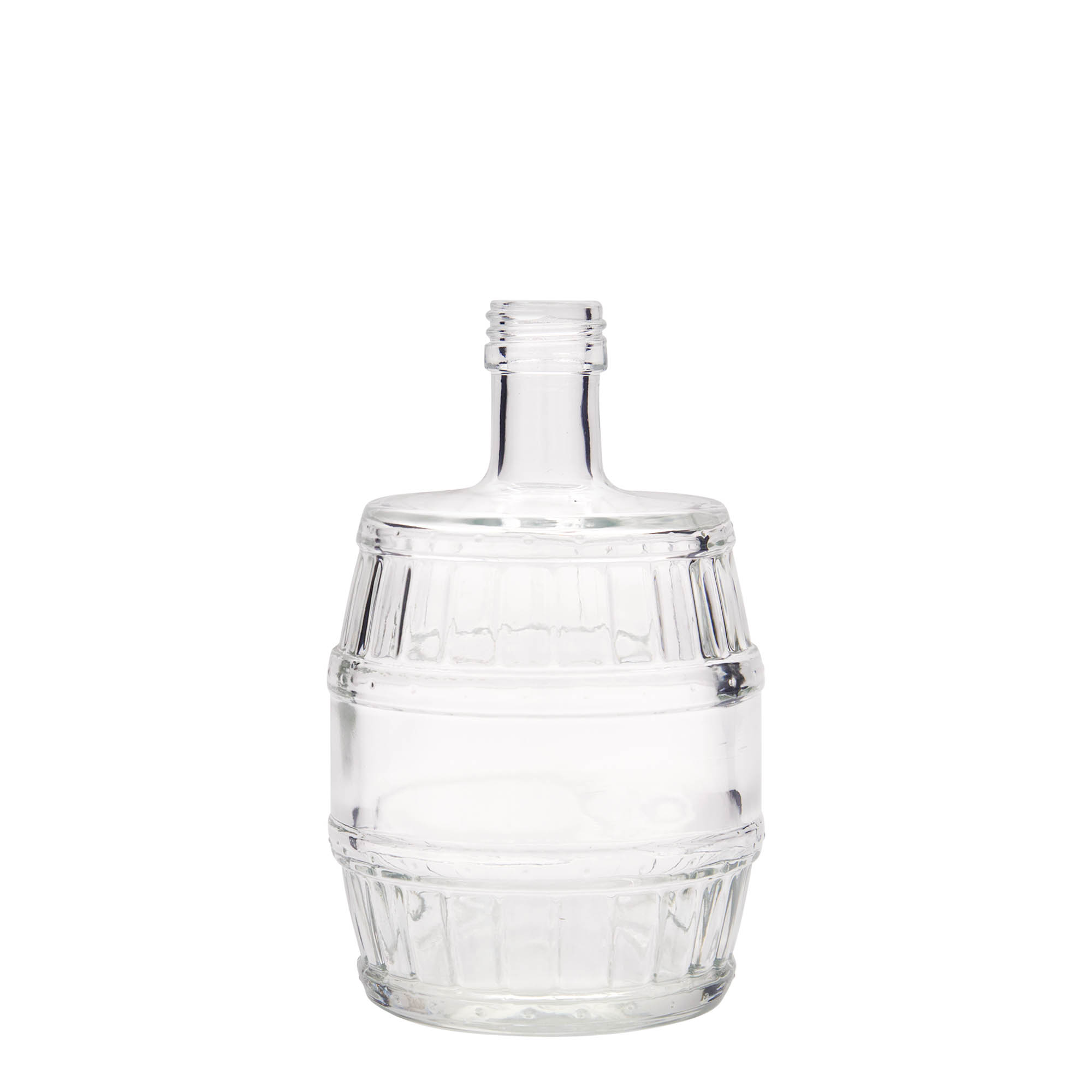 500 ml Glasflasche „Fass“, Mündung: PP 28