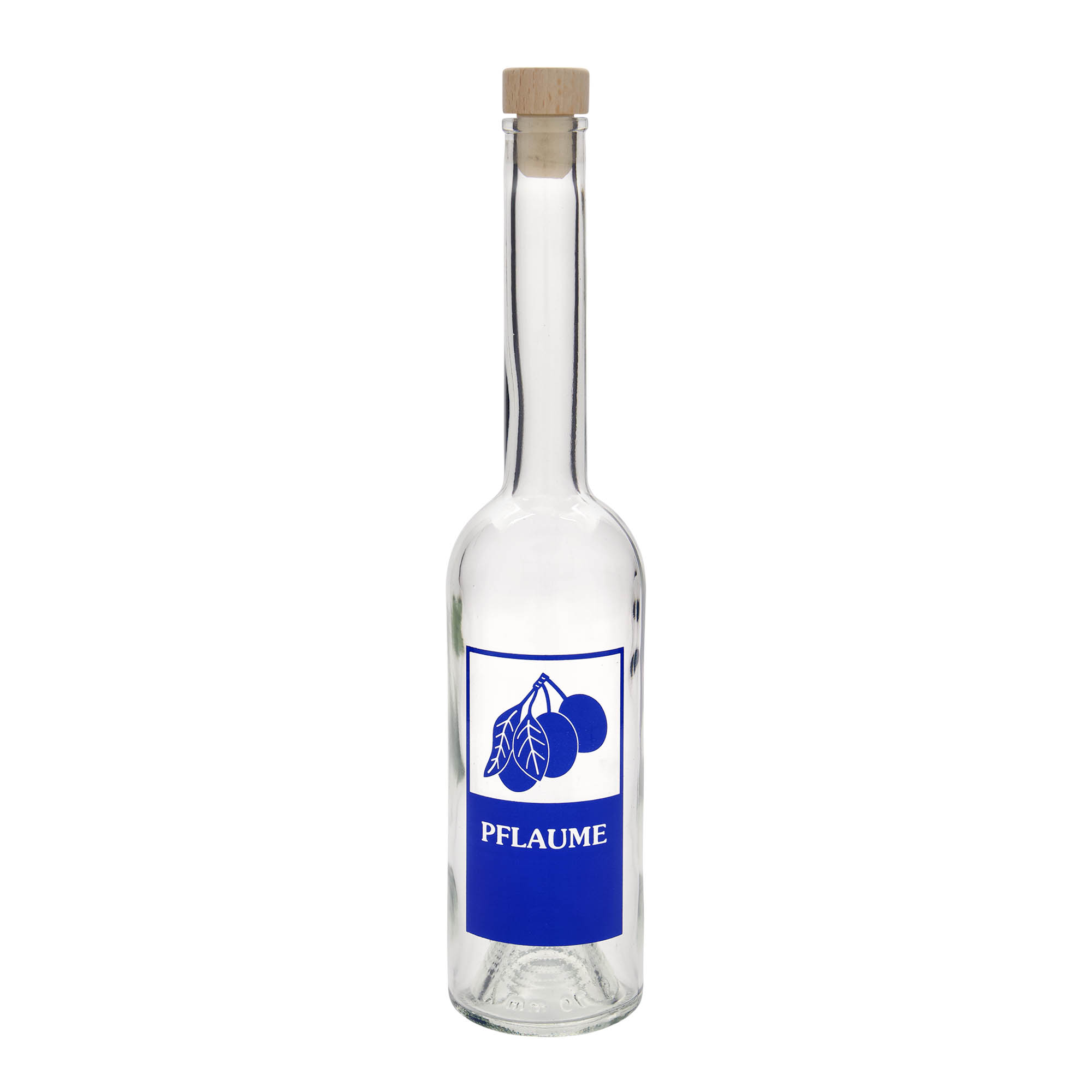 500 ml Glasflasche 'Opera', Motiv: Pflaume, Mündung: Kork 500 ml Glasflasche 'Opera', Motiv: Pflaume, Mündung: Kork
