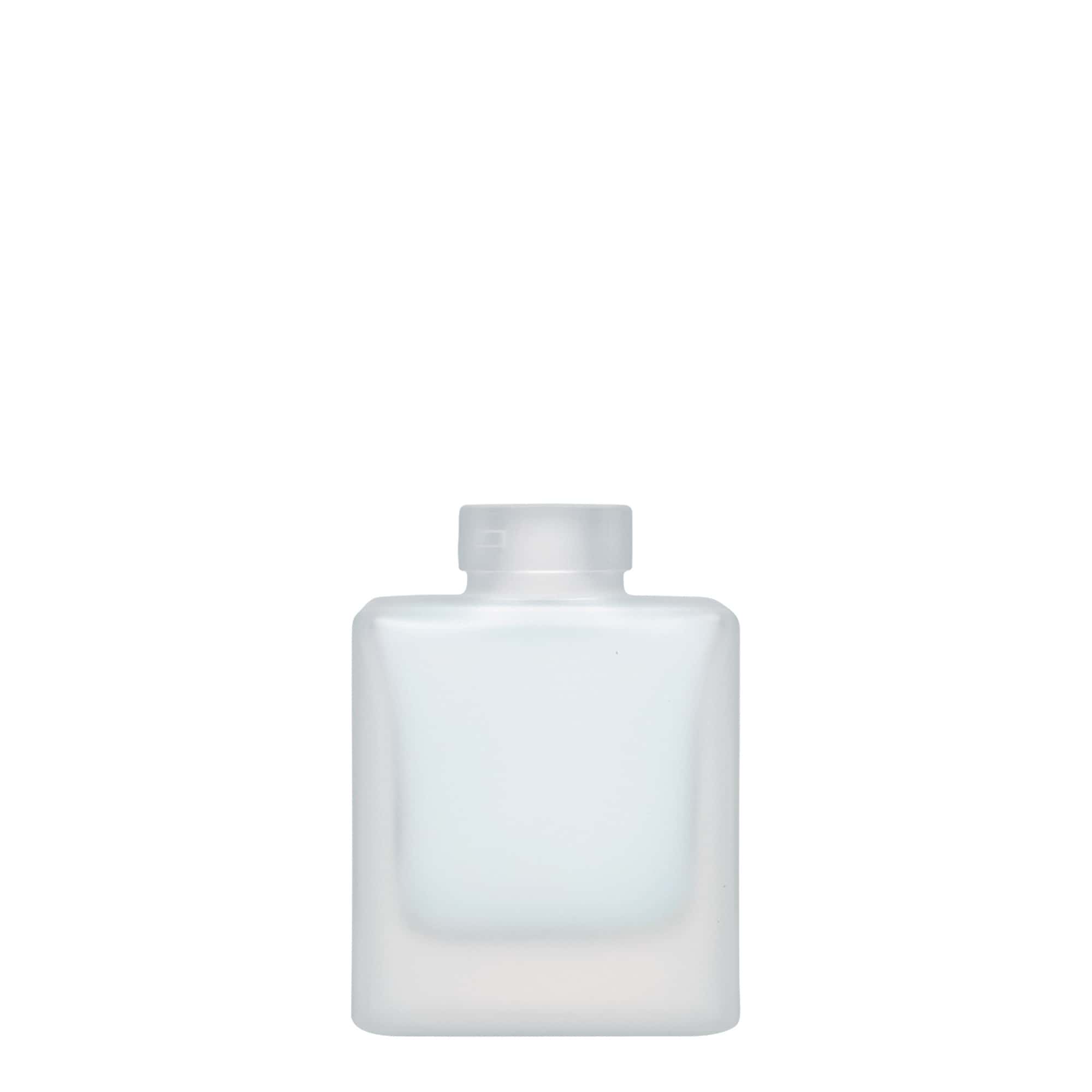 100 ml Glasflasche „Cube“, quadratisch, geeist, Mündung: Kork