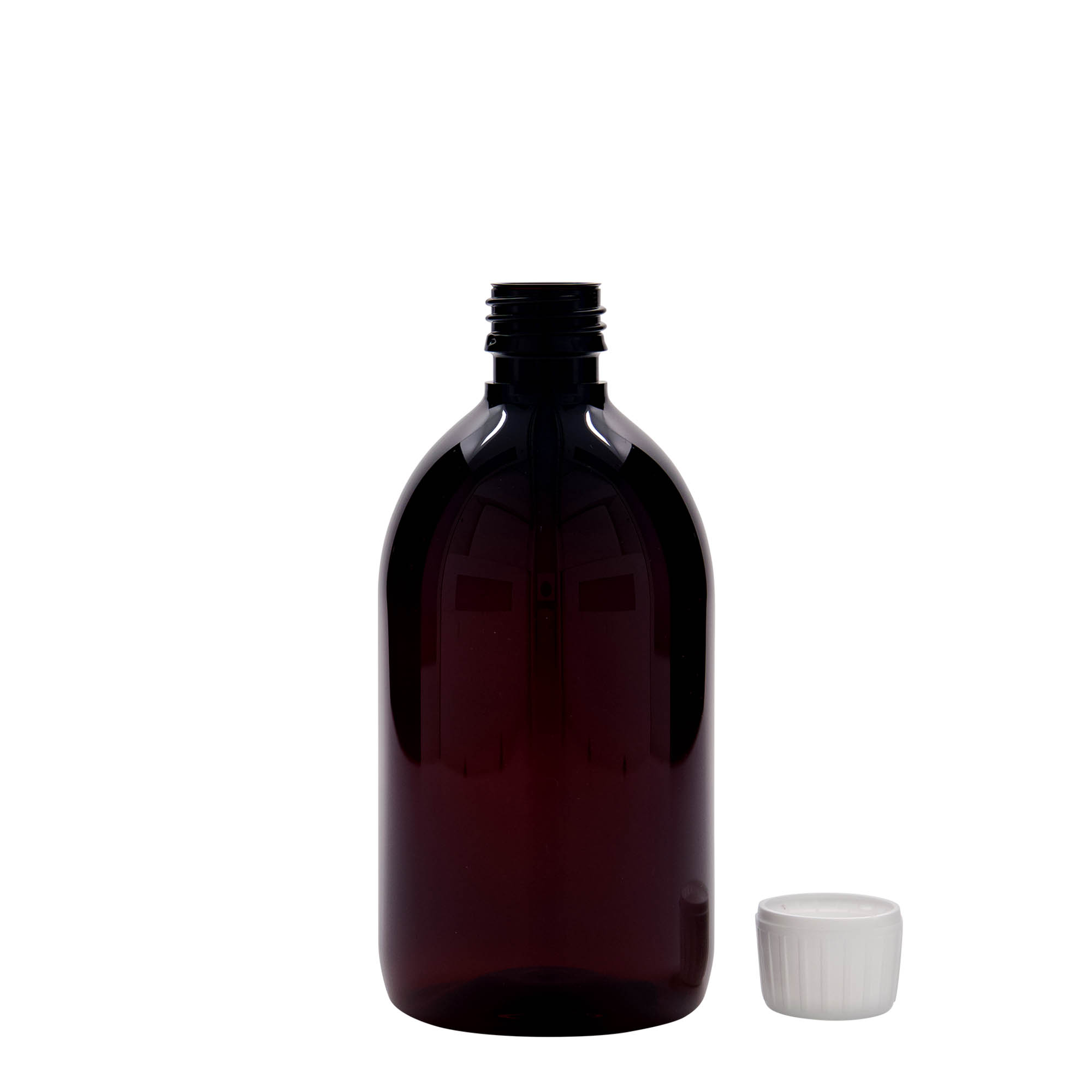 500 ml PET-Medizinflasche, braun, Kunststoff, Mündung: PP 28 500 ml PET-Medizinflasche, braun, Kunststoff, Mündung: PP 28