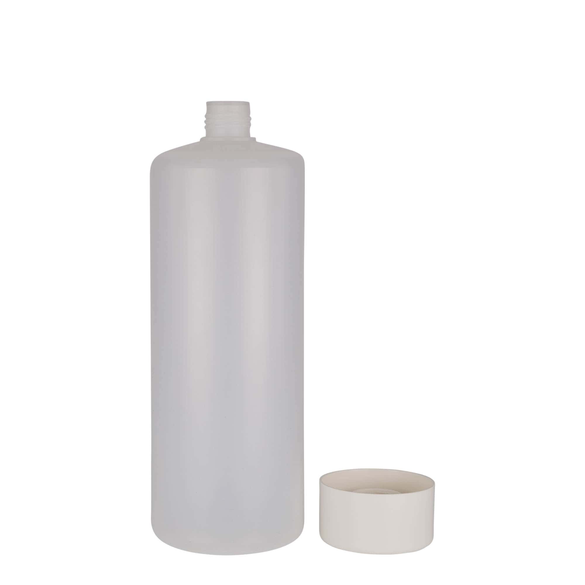 1.000 ml Rundflasche, PE-Kunststoff, natur, Mündung: Schraubverschluss