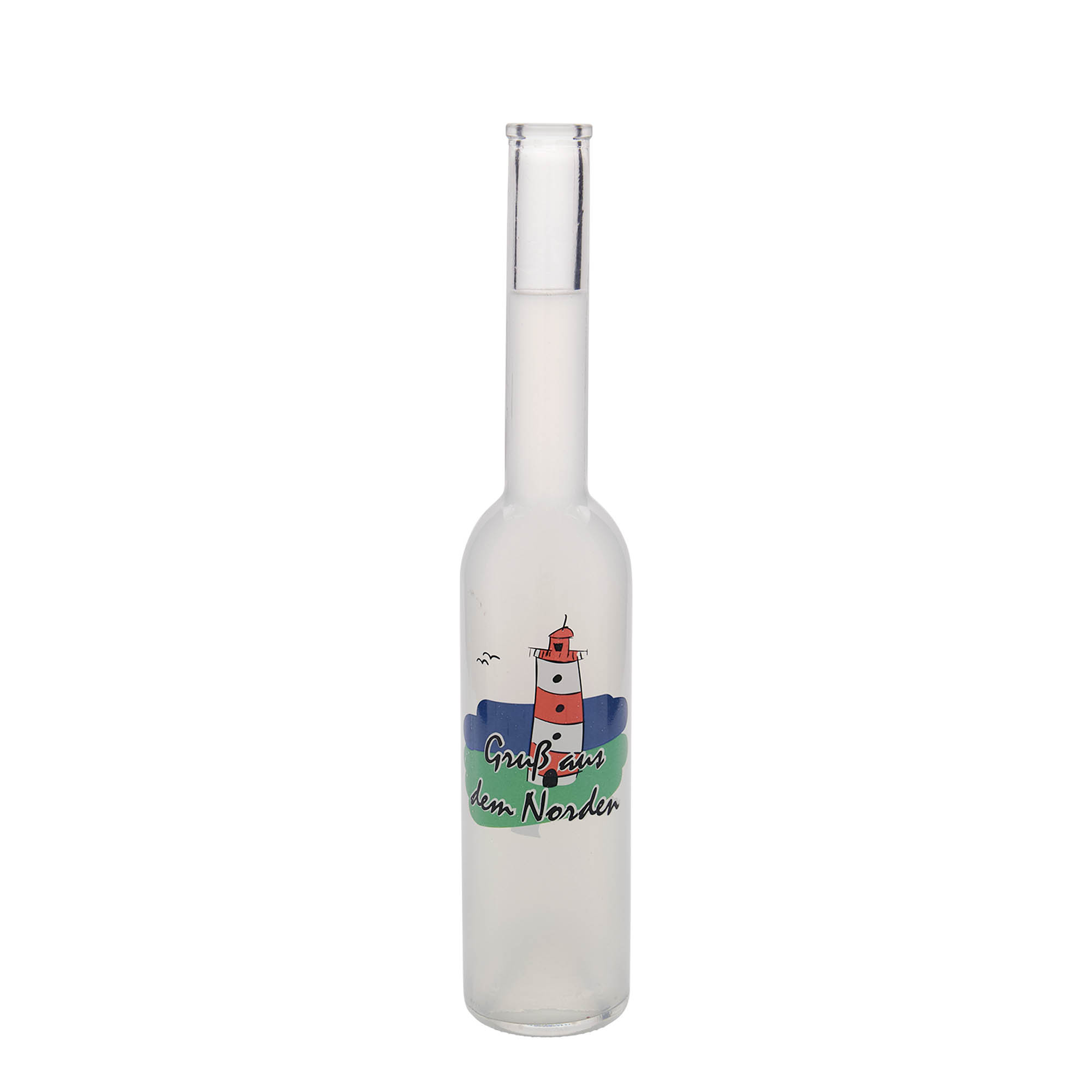 350 ml Glasflasche 'Opera', Motiv: Norden, Mündung: Kork