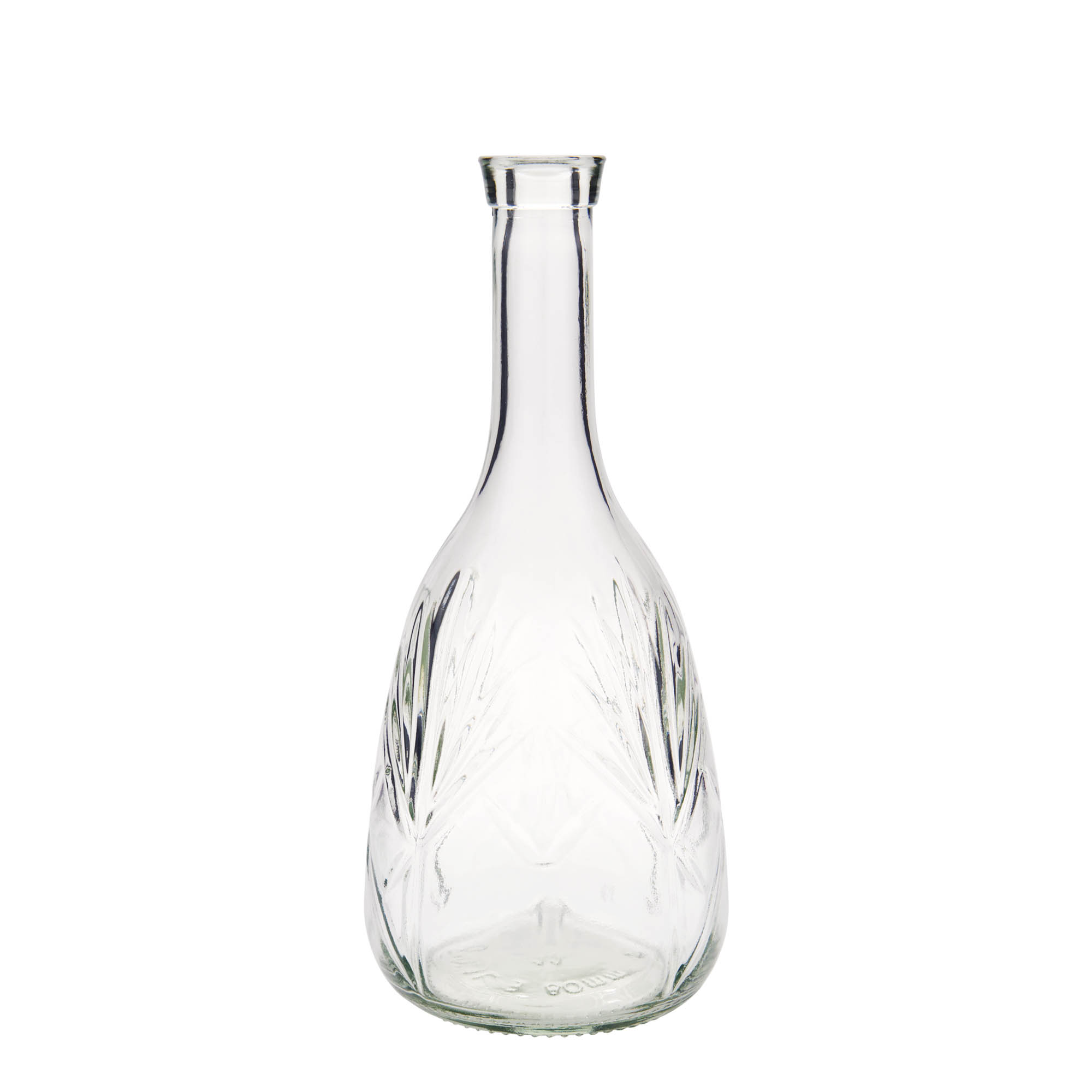 1.000 ml Glasflasche 'Reliefa', Mündung: Kork 1.000 ml Glasflasche 'Reliefa', Mündung: Kork