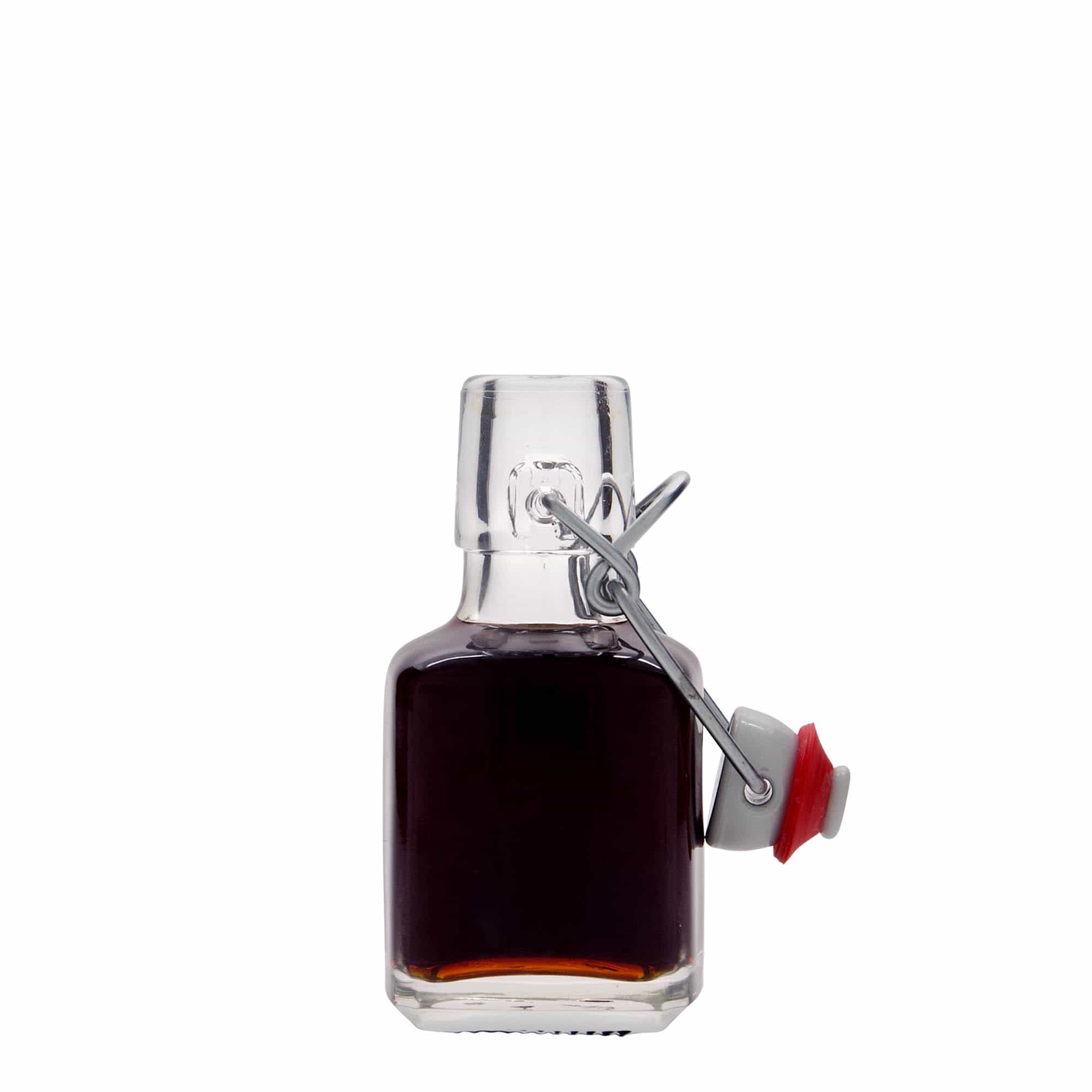 100 ml Glasflasche 'Kubica', quadratisch, Mündung: Bügelverschluss 100 ml Glasflasche 'Kubica', quadratisch, Mündung: Bügelverschluss