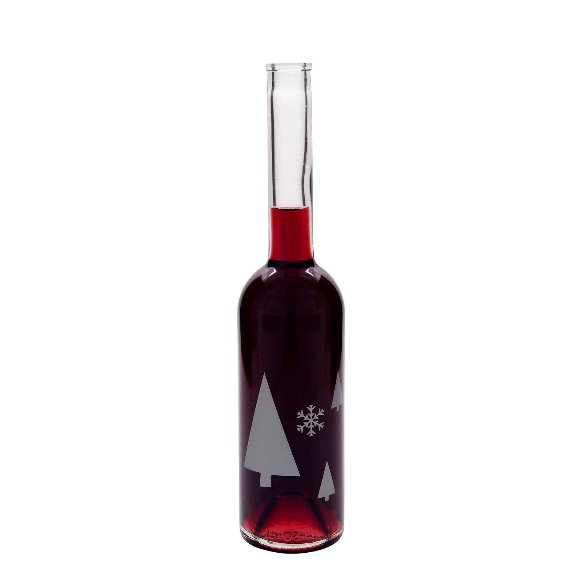 500 ml Glasflasche „Opera“, Motiv: Schneeflocken, Mündung: Kork