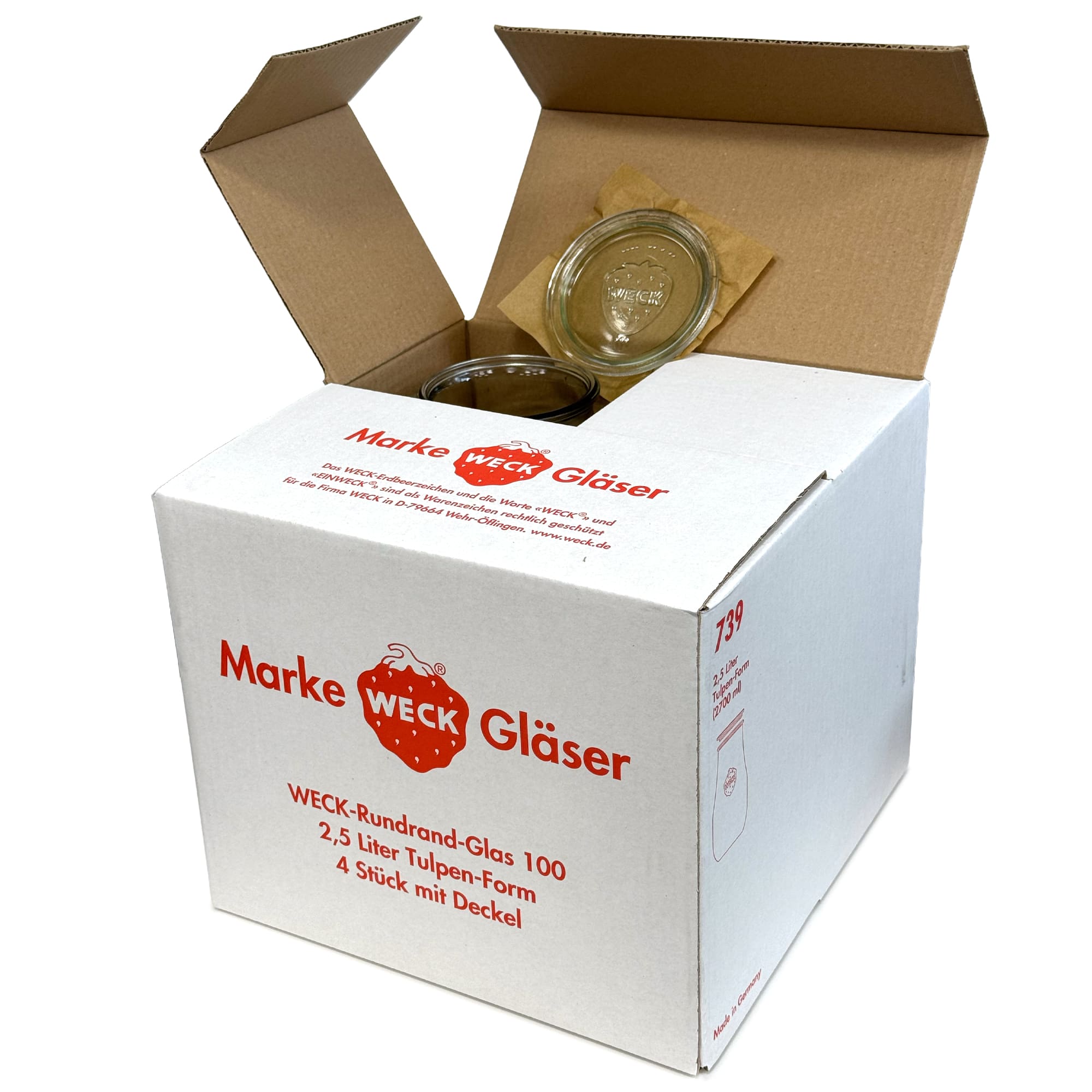 4x 2700 ml WECK-Tulpenglas mit Glasdeckel RR 100