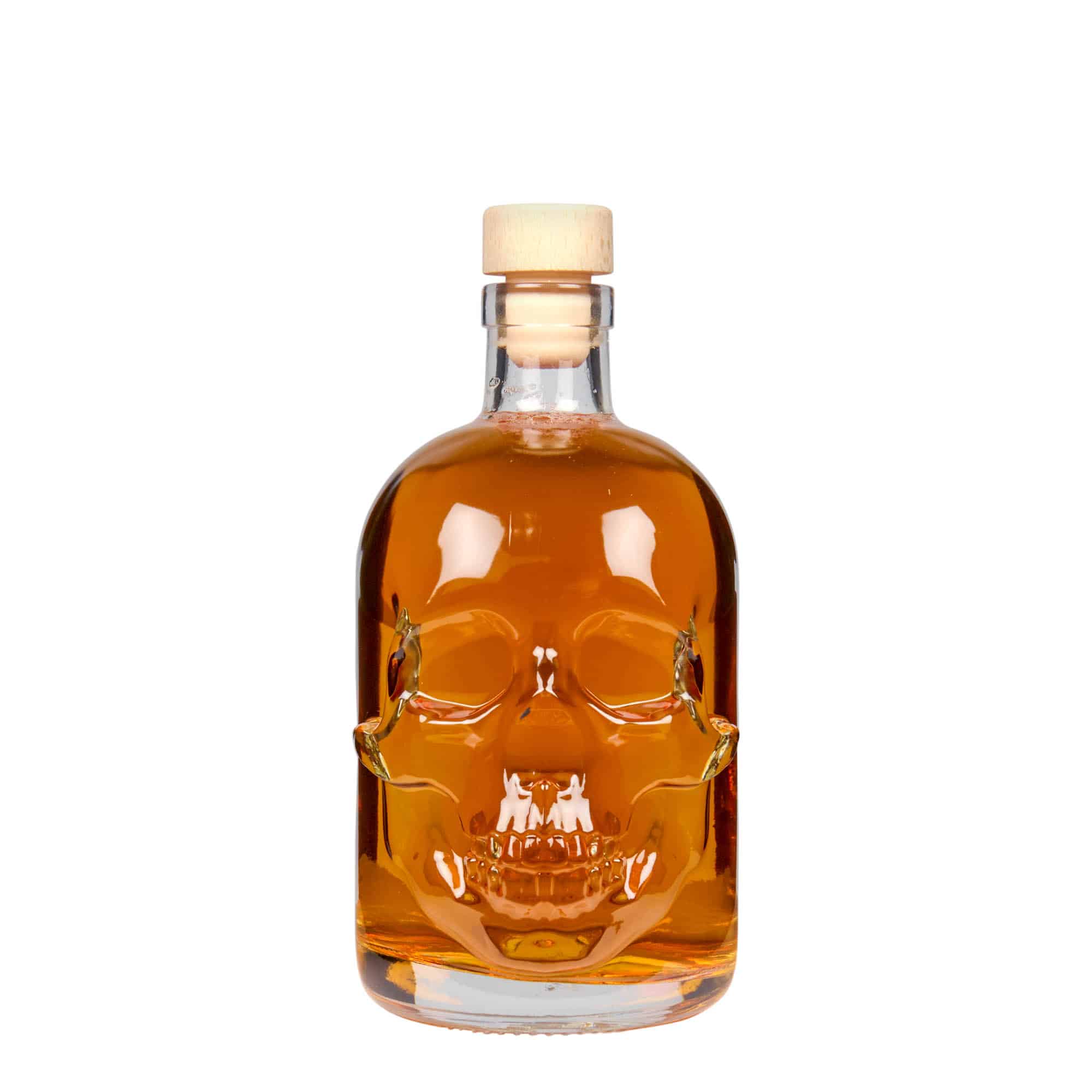500 ml Glasflasche 'Totenkopf', Mündung: Kork 500 ml Glasflasche 'Totenkopf', Mündung: Kork