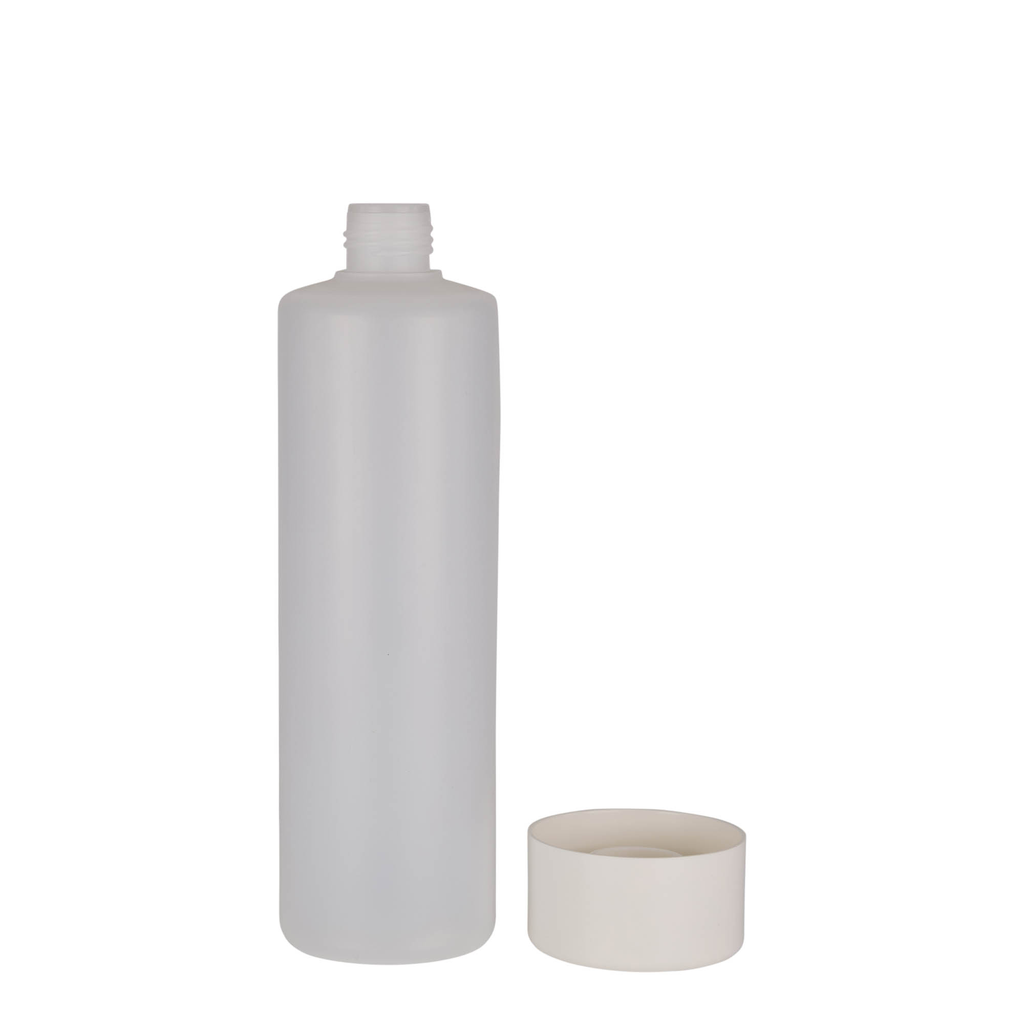 500 ml Rundflasche, PE-Kunststoff, natur, Mündung: Schraubverschluss 500 ml Rundflasche, PE-Kunststoff, natur, Mündung: Schraubverschluss