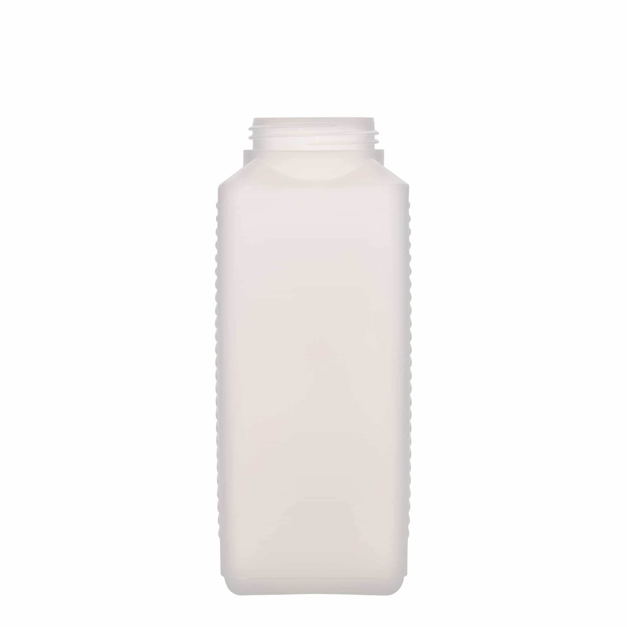 1.000 ml Weithalsflasche, rechteckig, HDPE-Kunststoff, natur, Mündung: DIN 60 EPE 1.000 ml Weithalsflasche, rechteckig, HDPE-Kunststoff, natur, Mündung: DIN 60 EPE