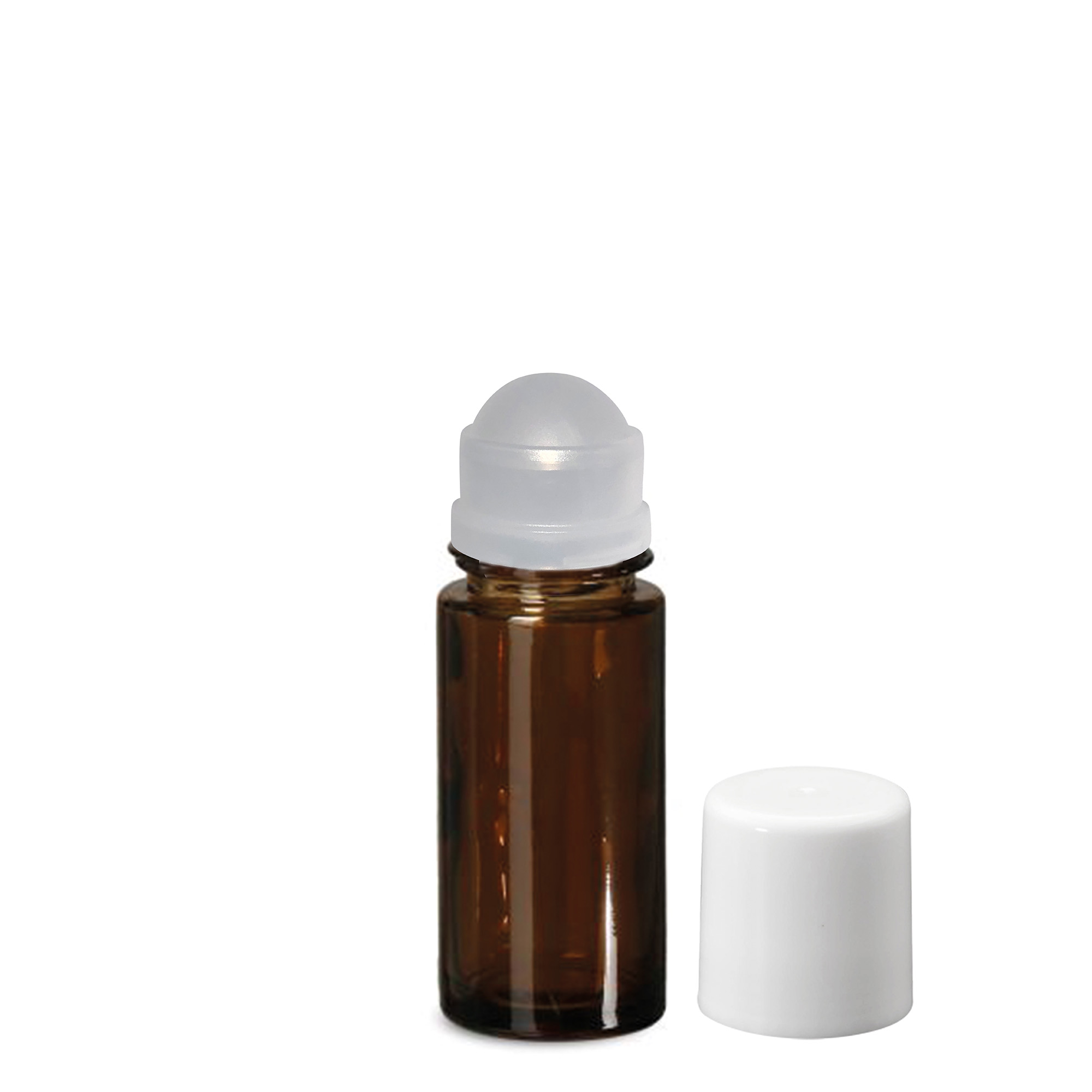 50 ml Roll-On-Flasche, Glas, braun, Mündung: Schraubverschluss