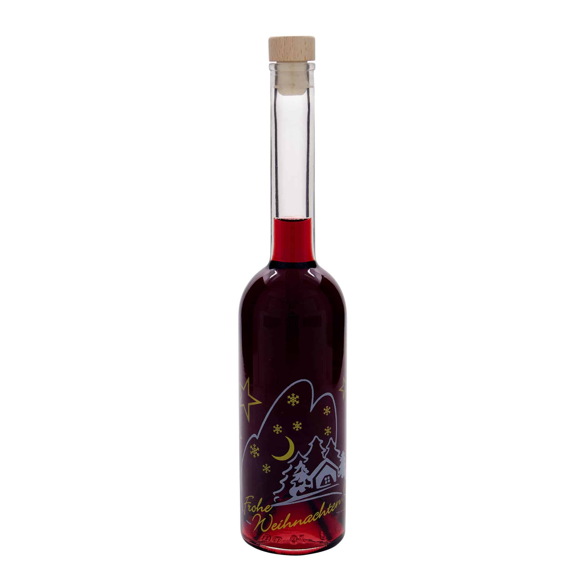 500 ml Glasflasche 'Opera', Motiv: Weihnachtsidylle, Mündung: Kork