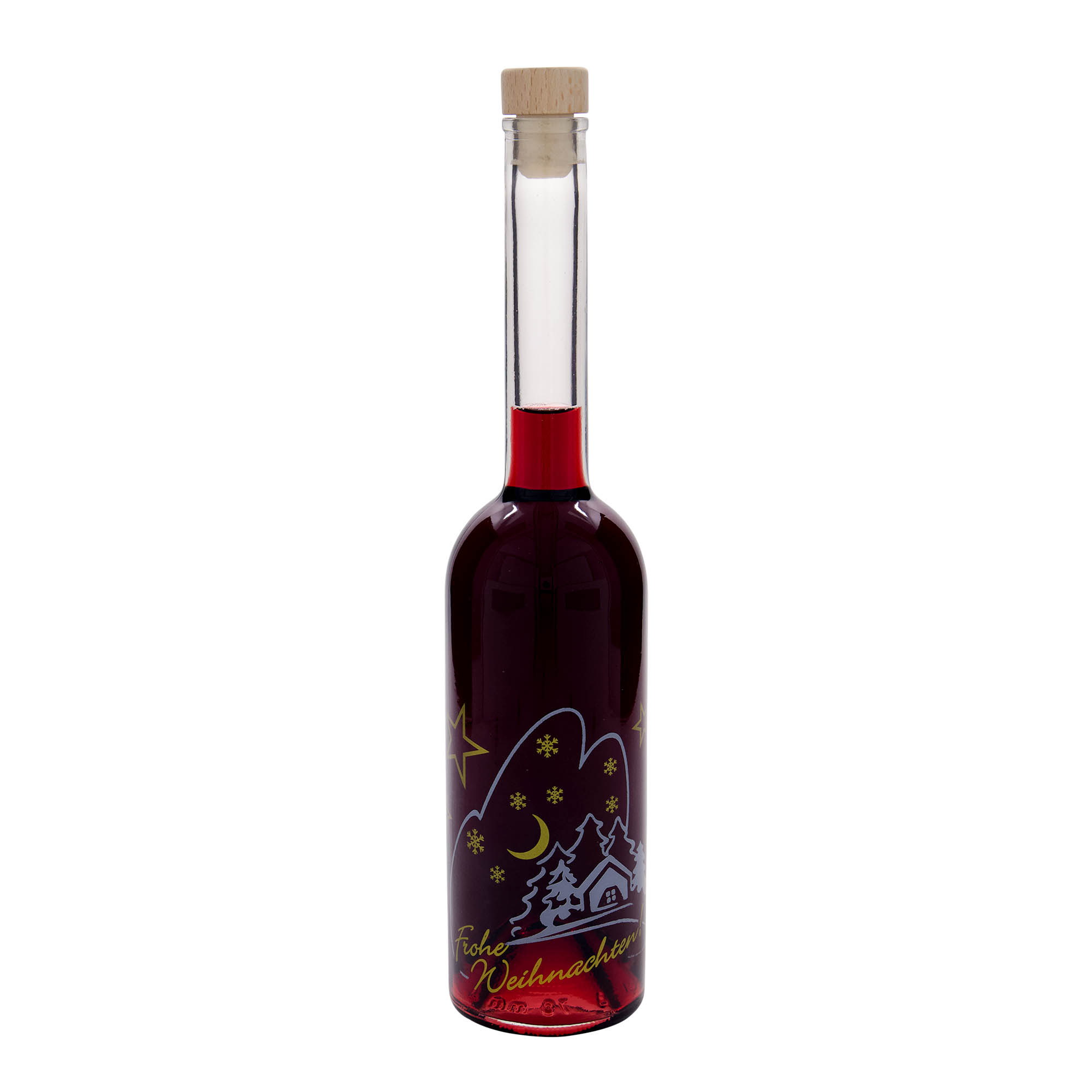 500 ml Glasflasche „Opera“, Motiv: Weihnachtsidylle, Mündung: Kork