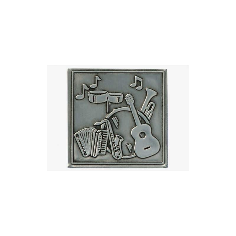 Zinnetikett 'Musik', quadratisch, Metall, silber Zinnetikett 'Musik', quadratisch, Metall, silber