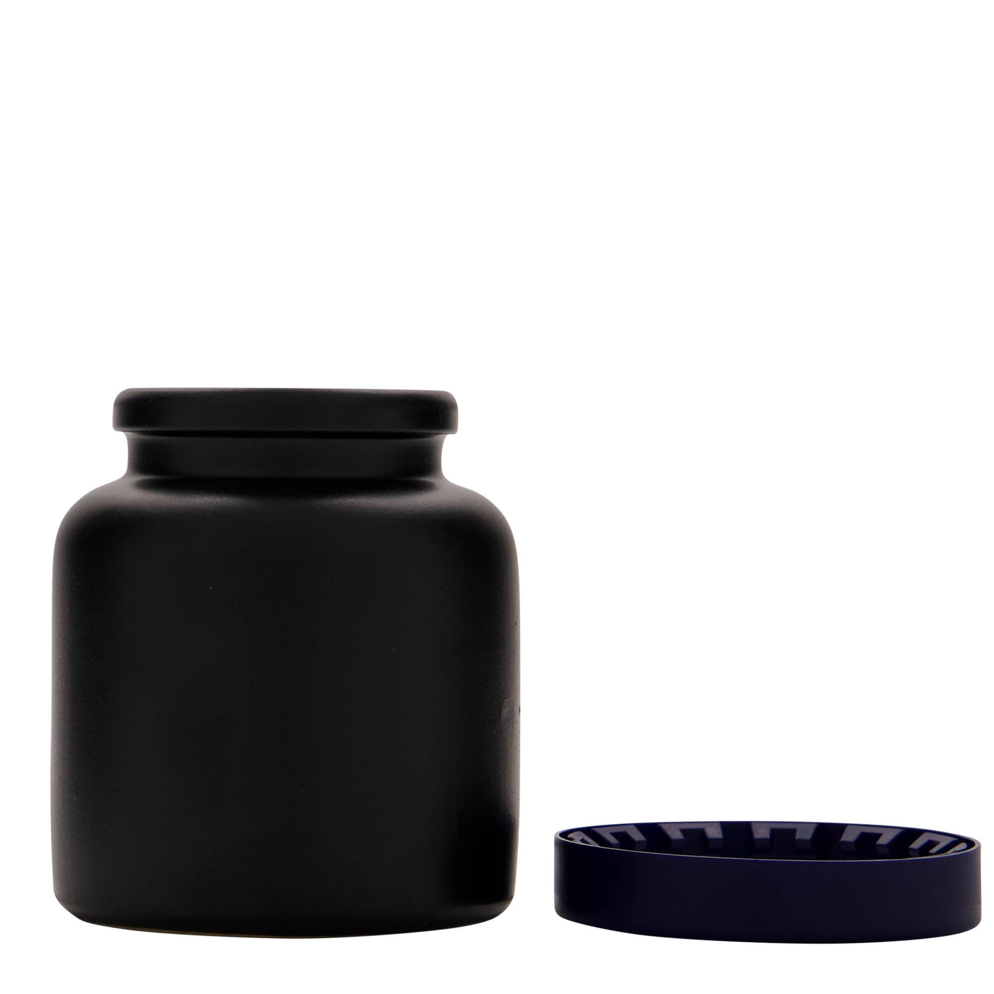 270 ml Steinzeugtopf, Keramik, schwarz, Mündung: Stülpdeckel