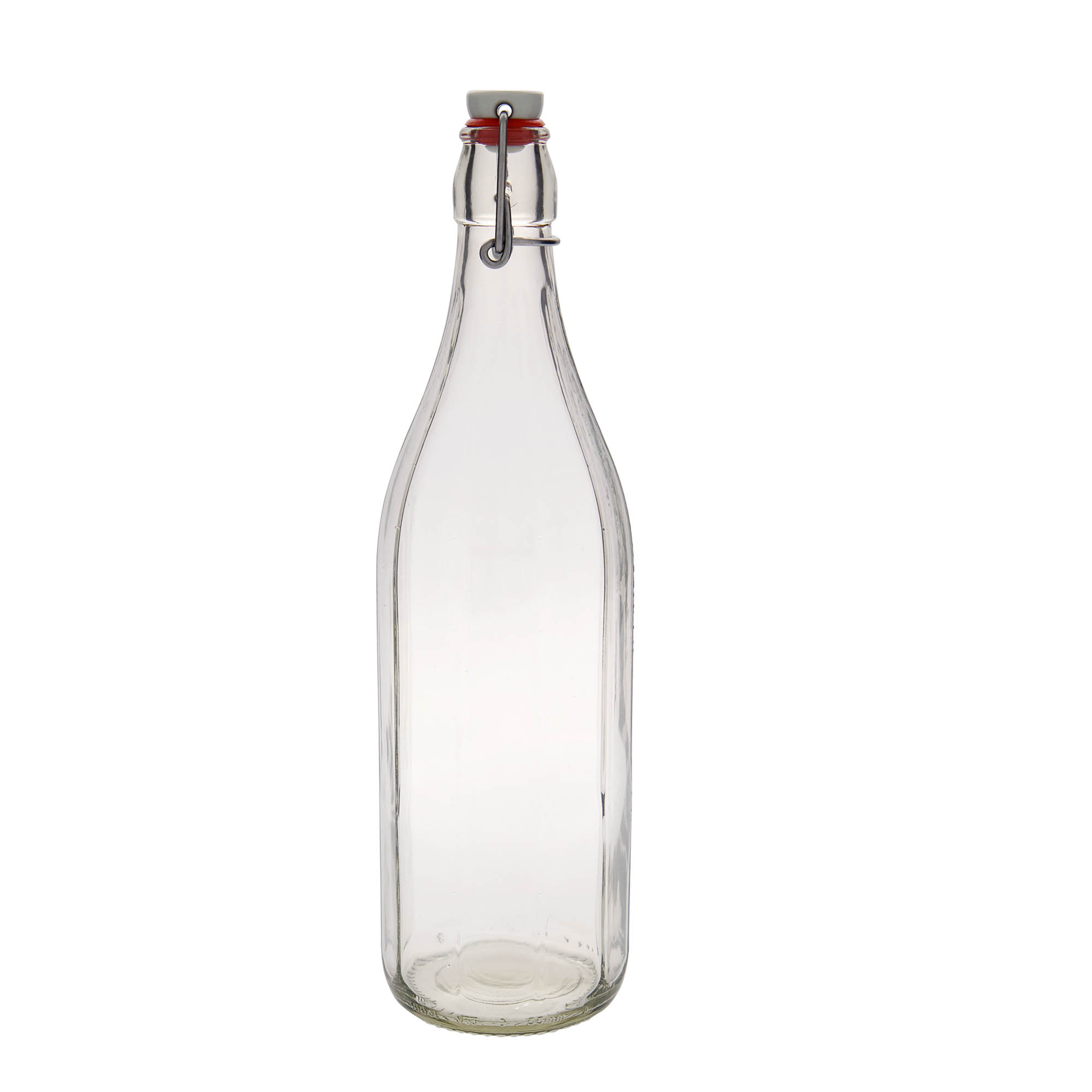1.000 ml Glasflasche „Bravo“, zehneckig, Mündung: Bügelverschluss