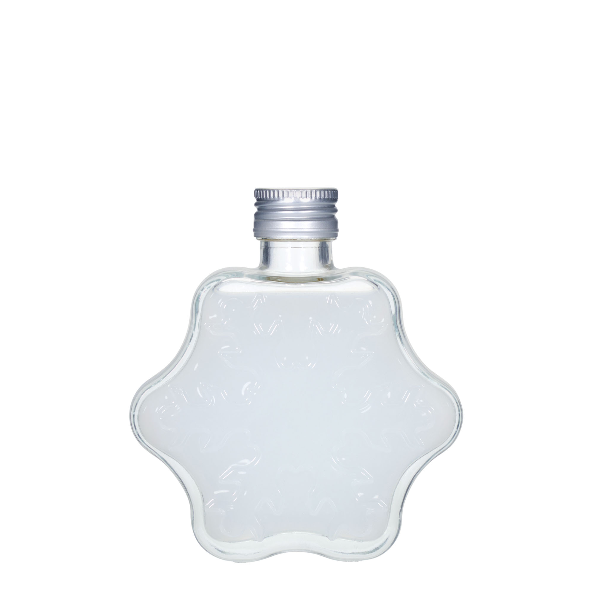 200 ml Glasflasche 'Schneeflocke', Mündung: PP 28 200 ml Glasflasche 'Schneeflocke', Mündung: PP 28
