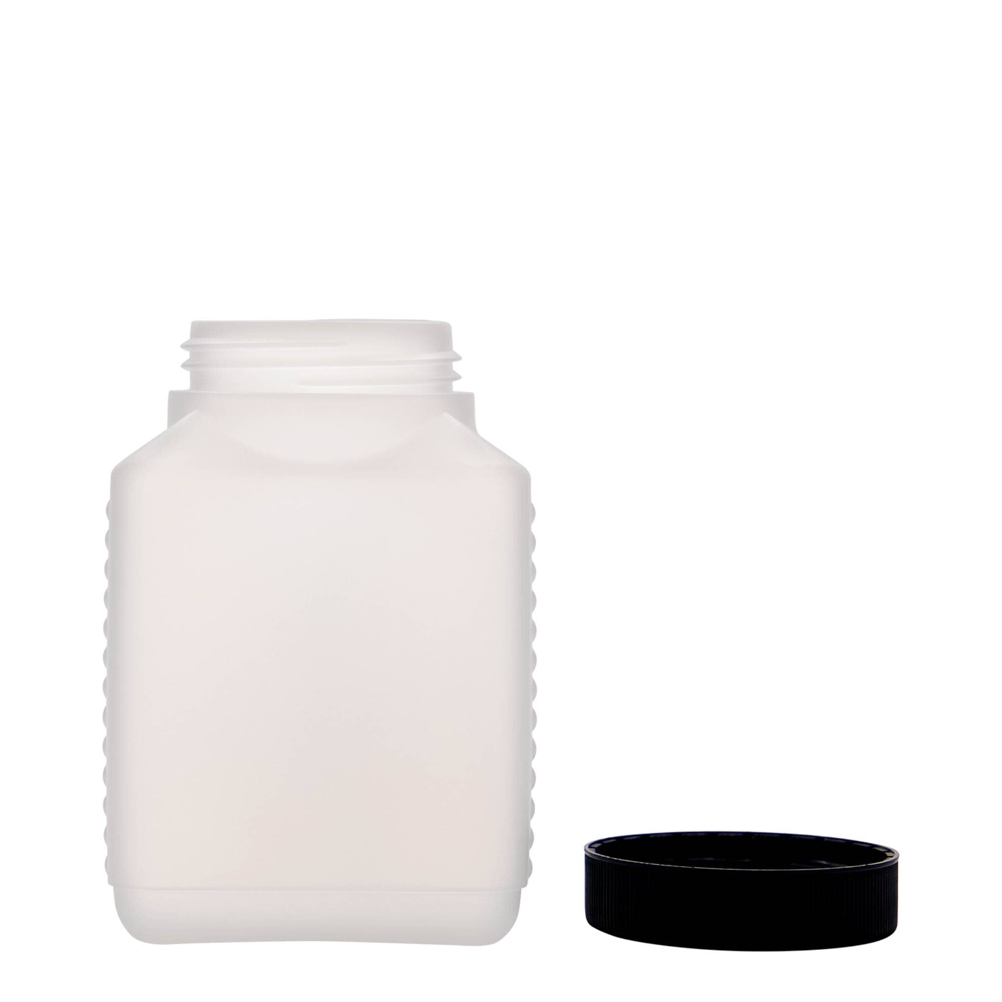 500 ml Weithalsflasche, rechteckig, HDPE-Kunststoff, natur, Mündung: DIN 60 EPE