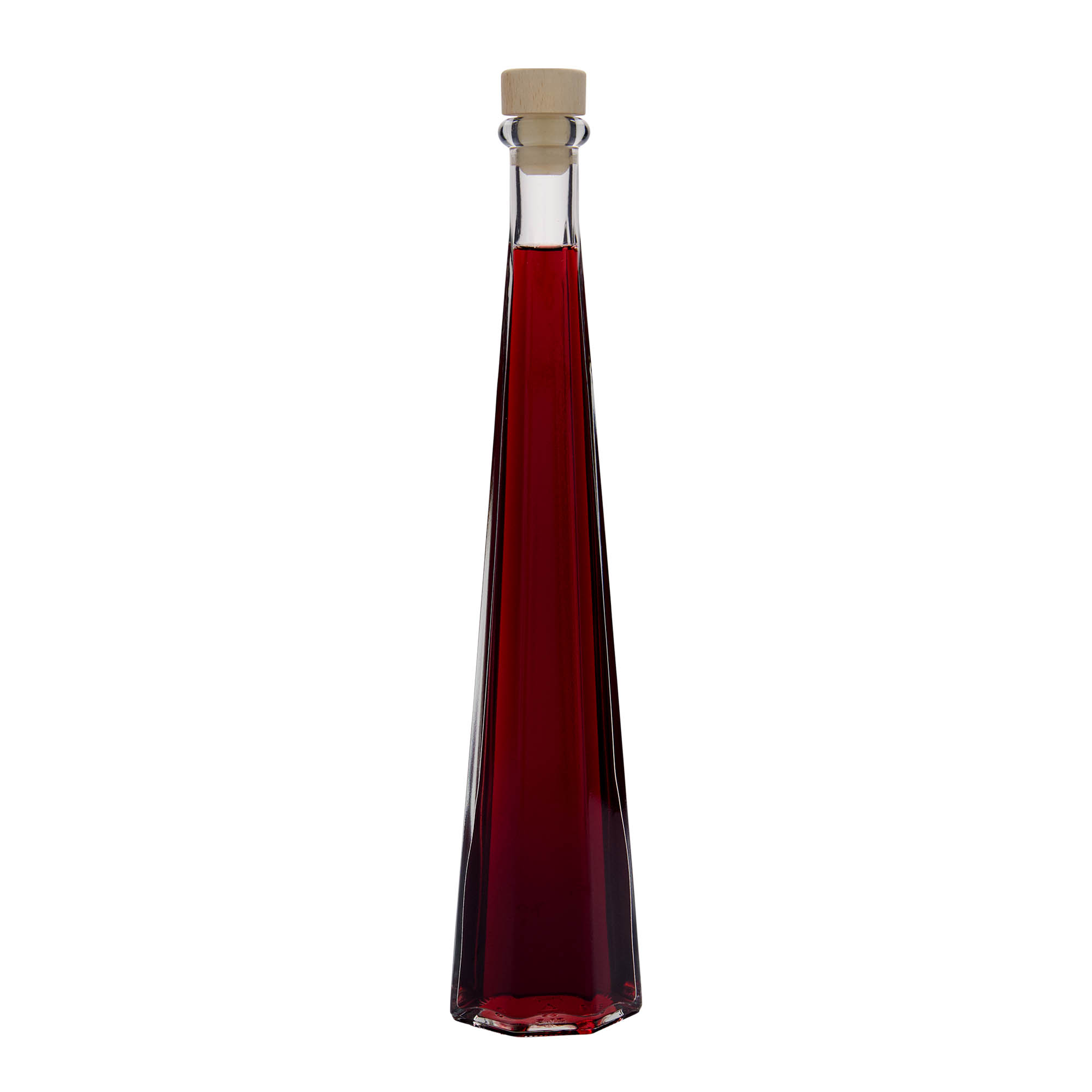 200 ml Glasflasche 'Dama Sexta', sechseckig, Mündung: Kork 200 ml Glasflasche 'Dama Sexta', sechseckig, Mündung: Kork