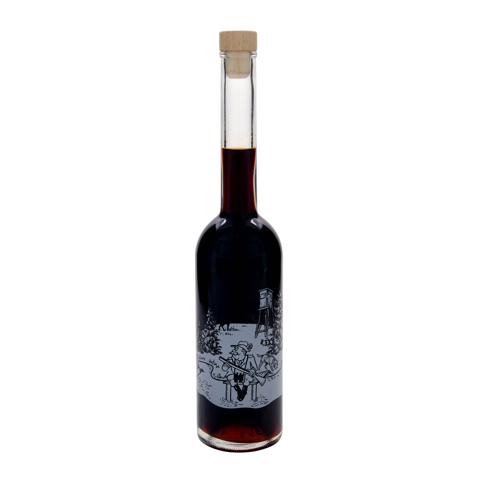500 ml Glasflasche 'Opera', Motiv: Jäger, Mündung: Kork 500 ml Glasflasche 'Opera', Motiv: Jäger, Mündung: Kork