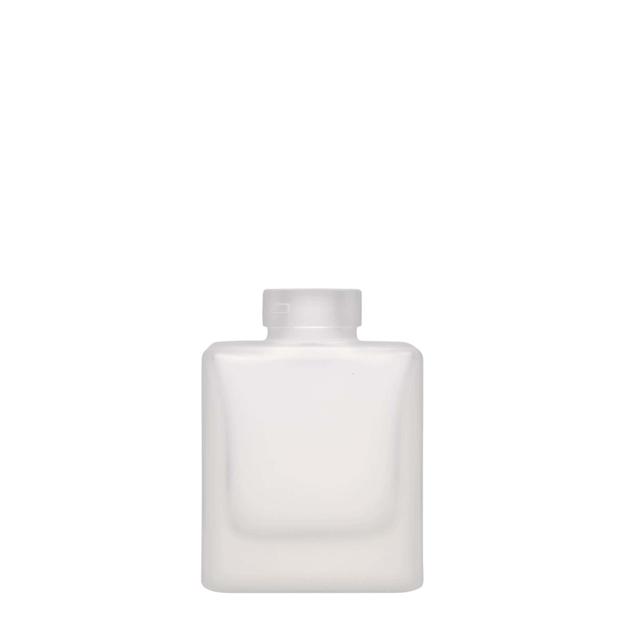 100 ml Glasflasche 'Cube', quadratisch, geeist, Mündung: Kork
