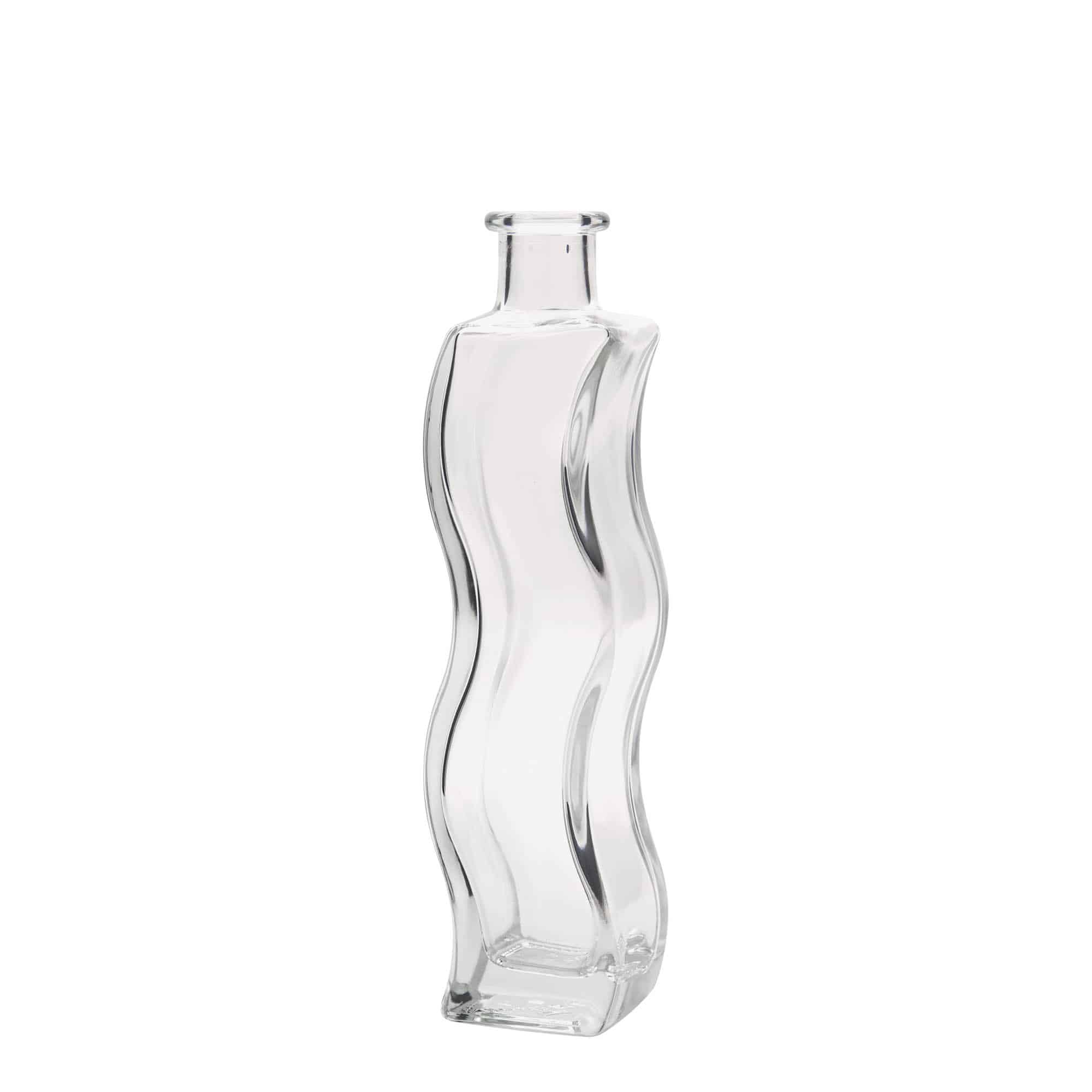 200 ml Glasflasche 'Welle', quadratisch, Mündung: Kork 200 ml Glasflasche 'Welle', quadratisch, Mündung: Kork