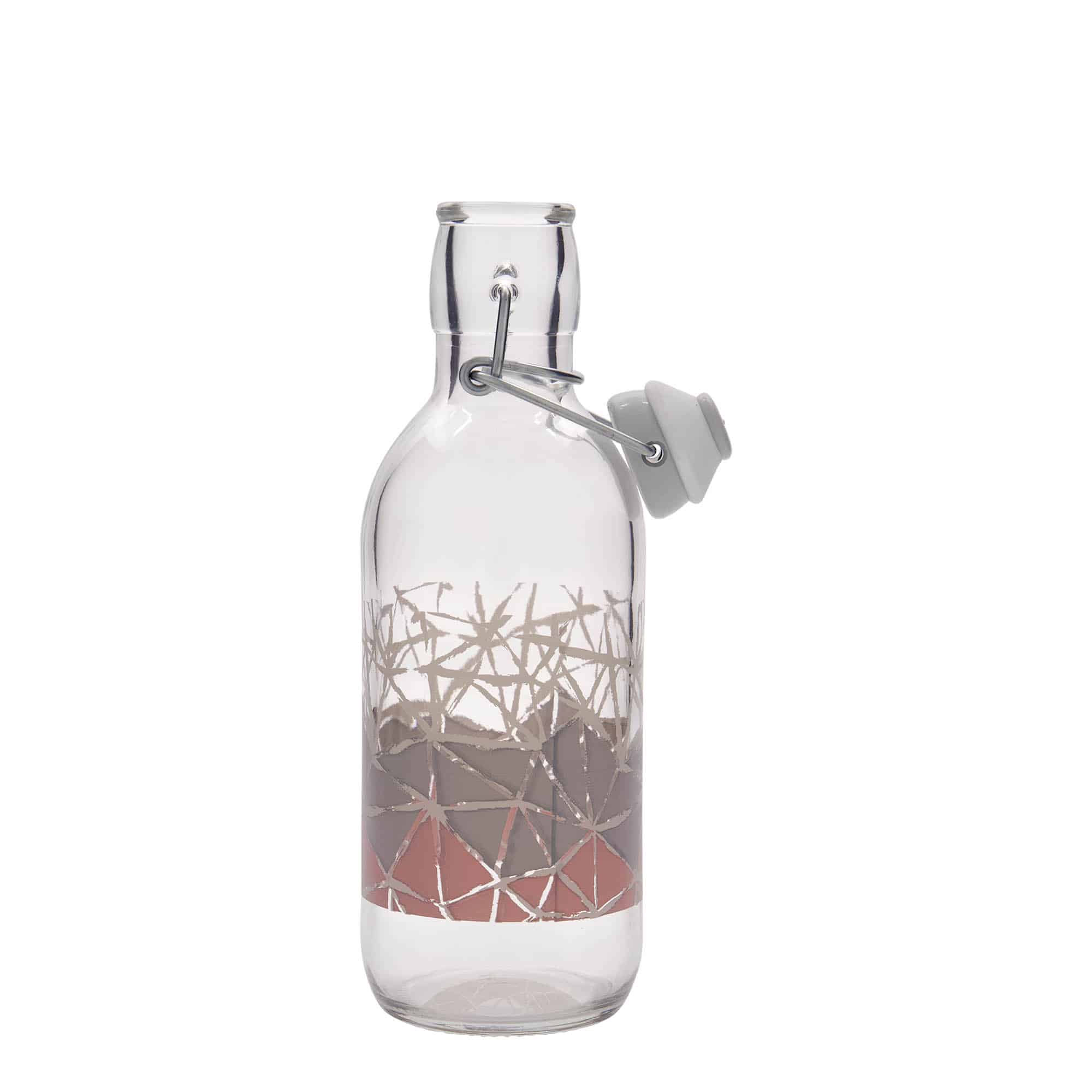 500 ml Glasflasche Emilia bedruckt „Manolibera rosa“, Mündung: Bügelverschluss