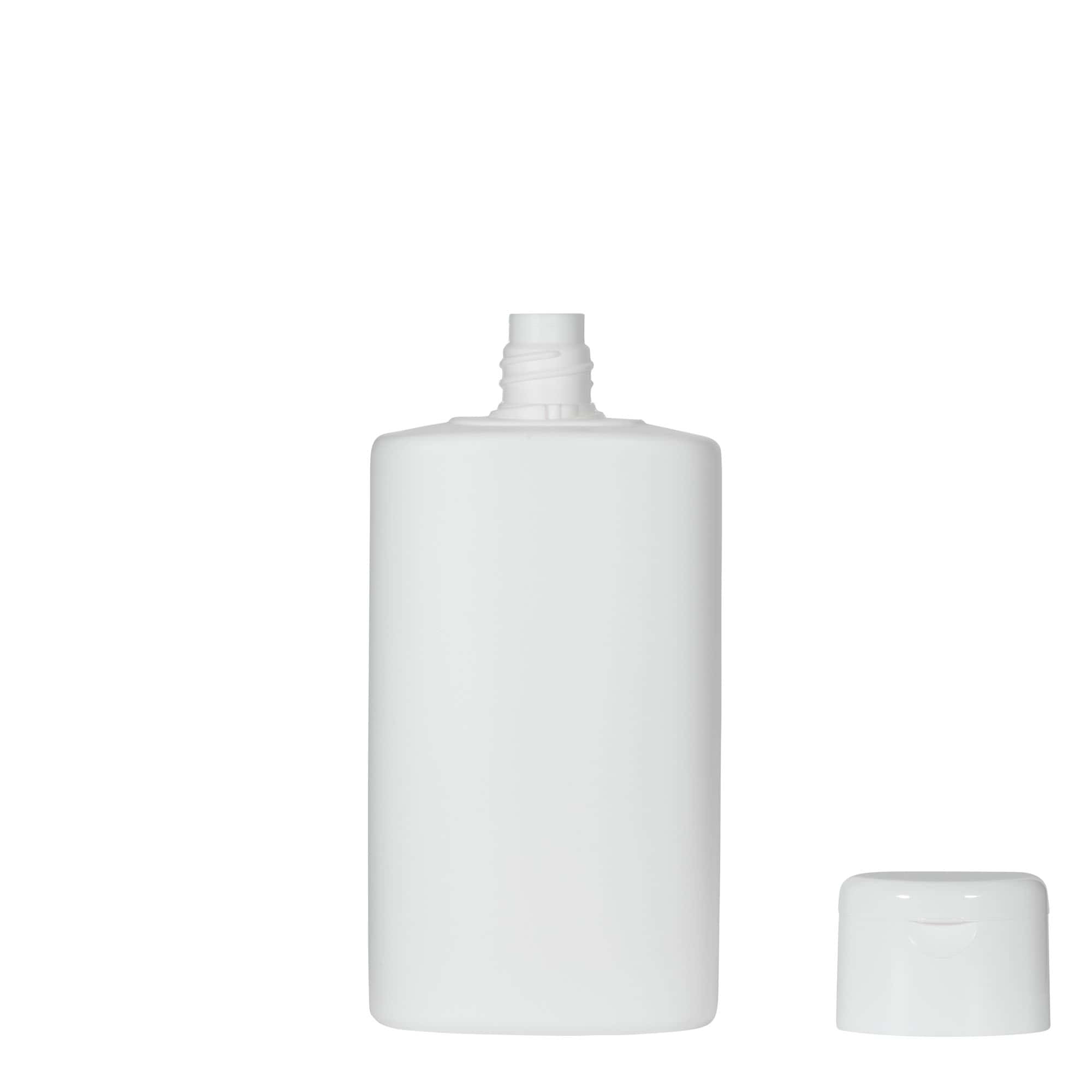 250 ml Kunststoffflasche 'Indy', oval, HDPE, weiß, Mündung: Schraubverschluss